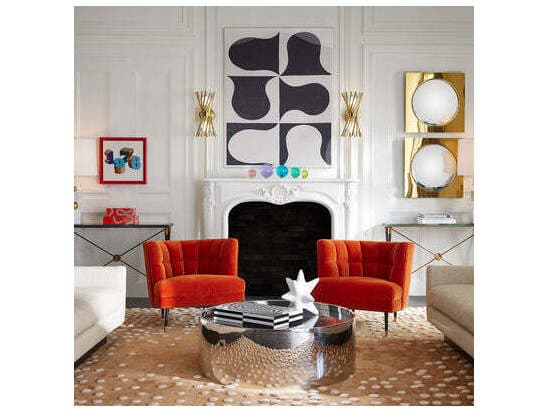 Jonathan Adler Draper Orange Fabric Accent Chair