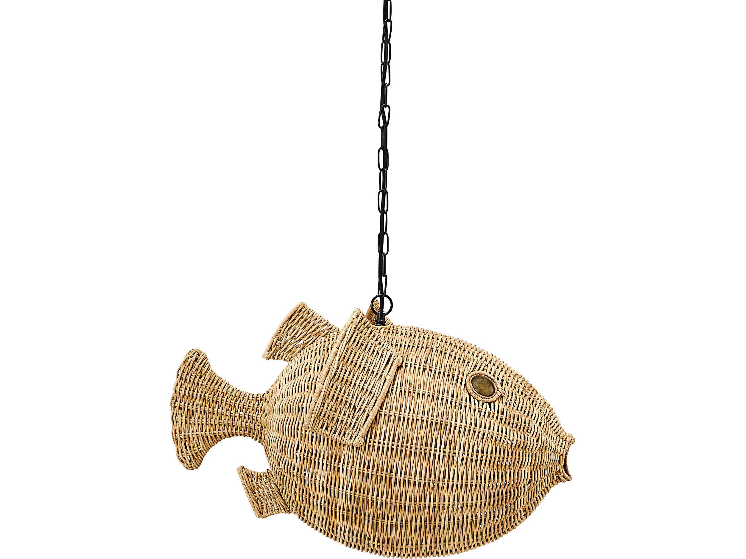 Jonathan Adler Wicker 1-Light Natural Rattan Brown Pendant