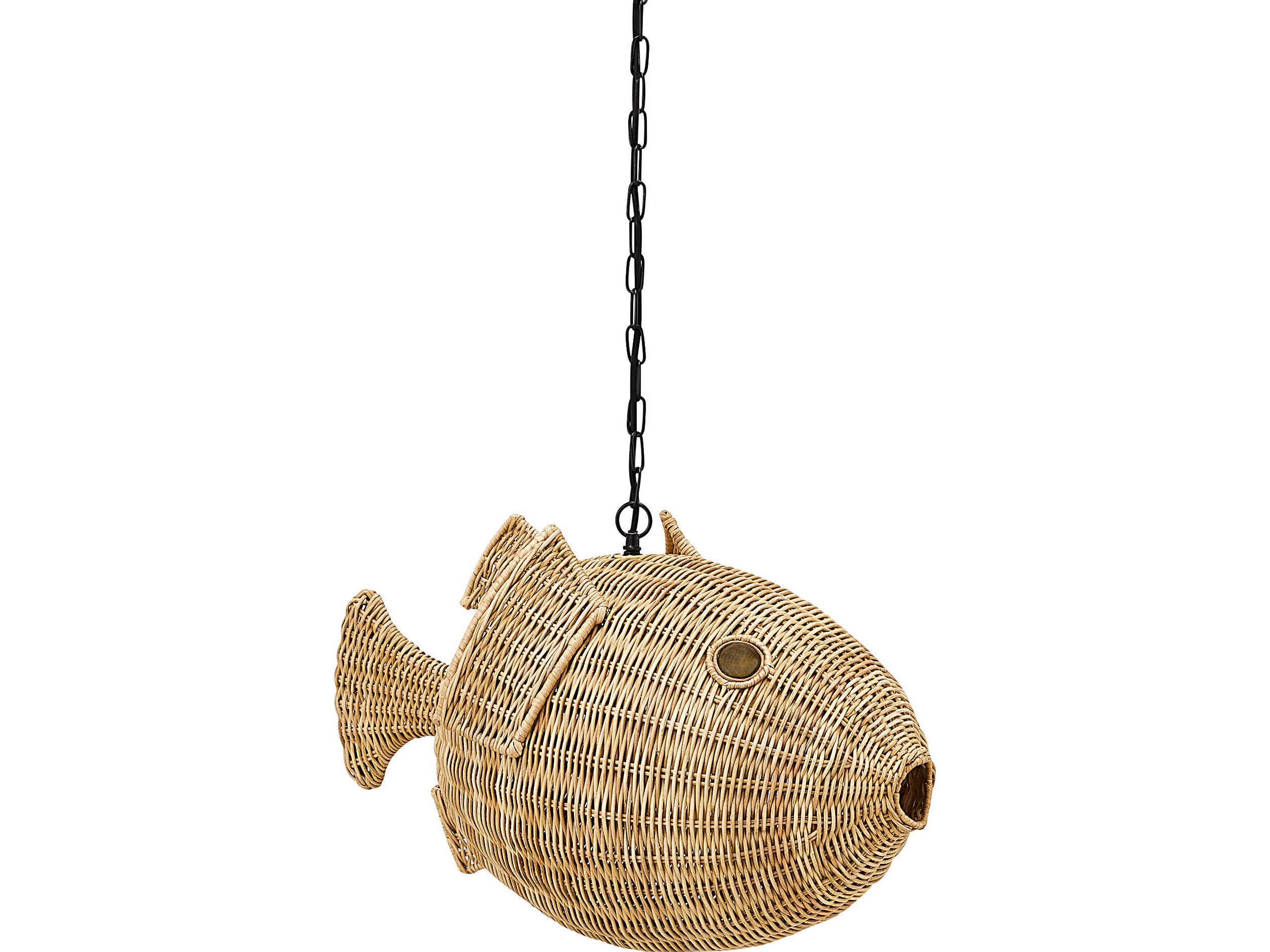 Jonathan Adler Wicker 1-Light Natural Rattan Brown Pendant