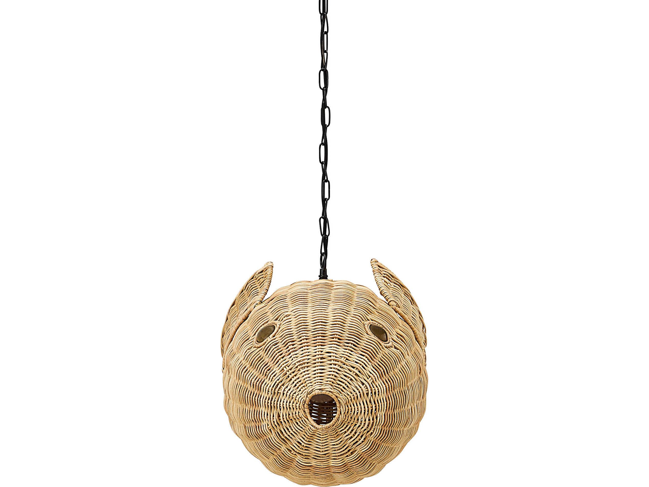 Jonathan Adler Wicker 1-Light Natural Rattan Brown Pendant