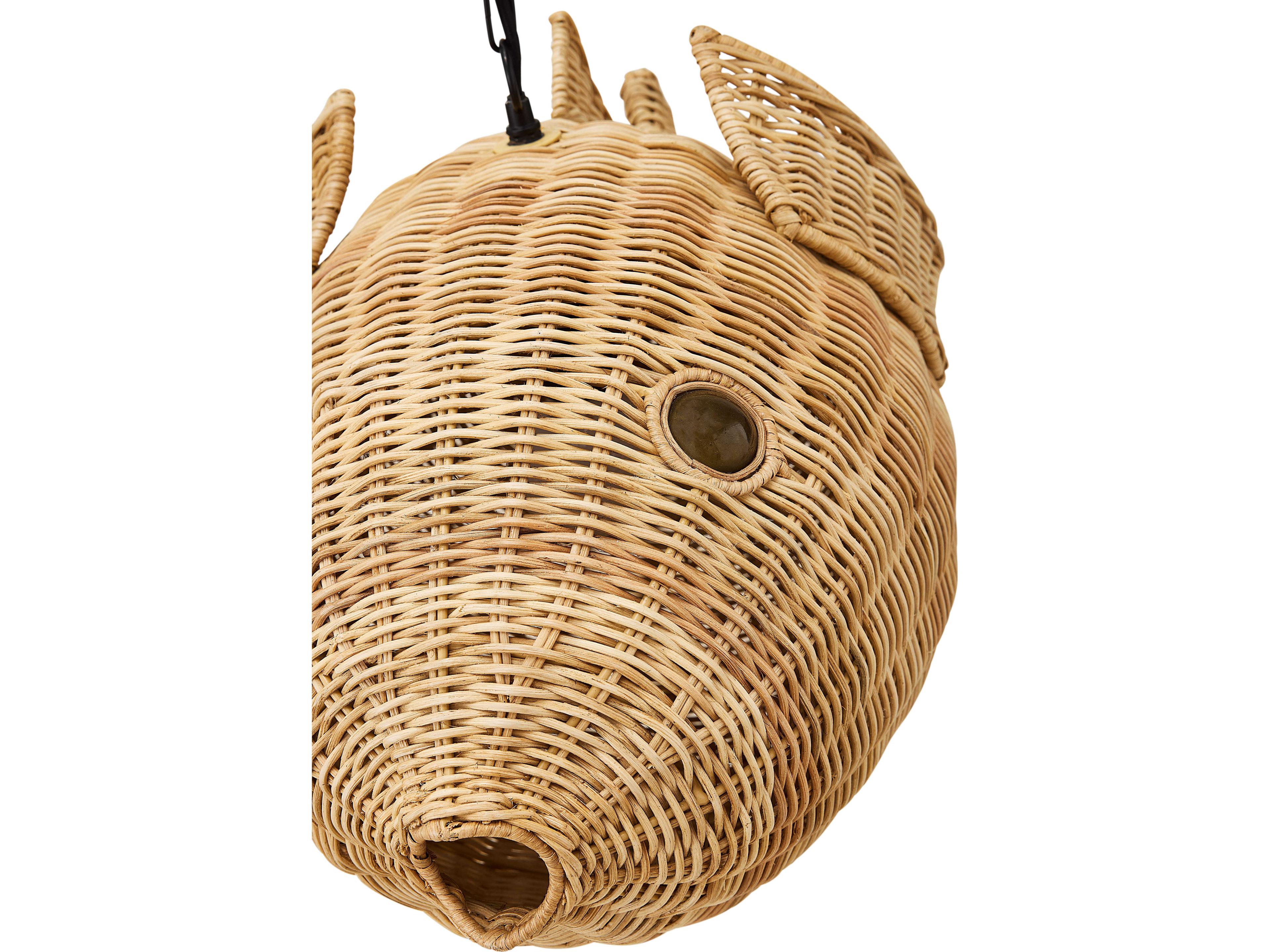 Jonathan Adler Wicker 1-Light Natural Rattan Brown Pendant