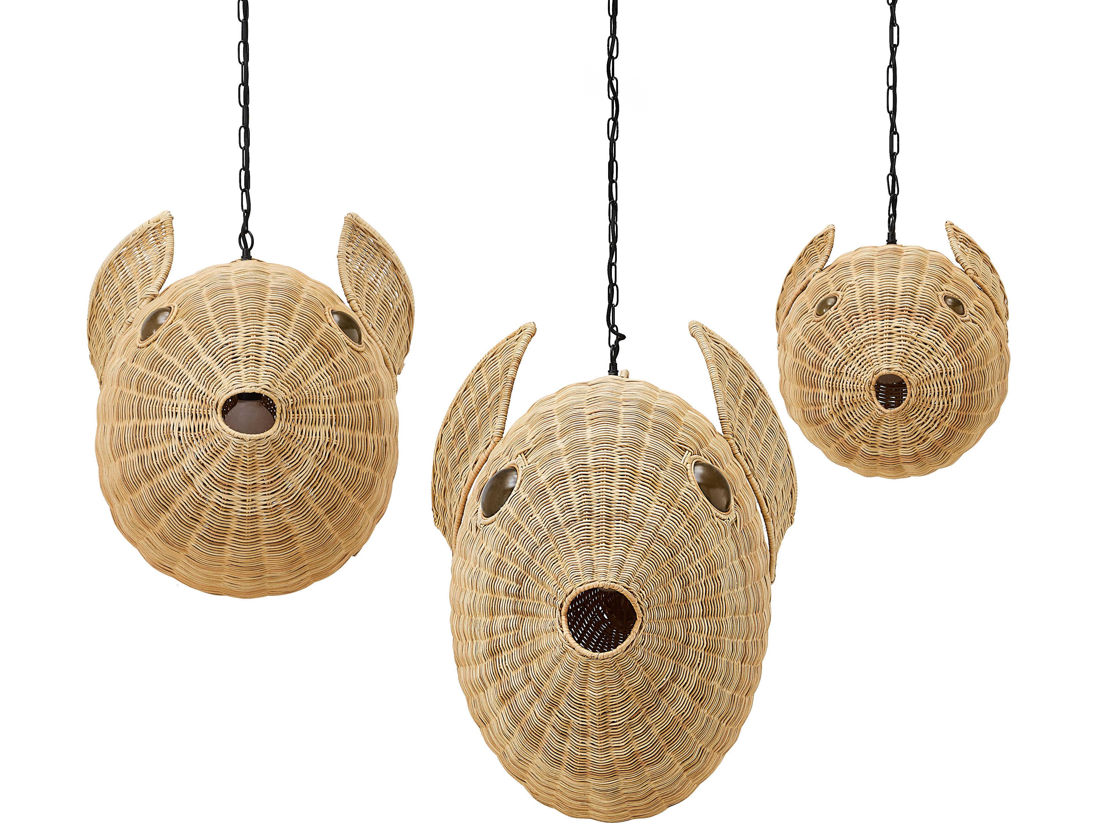Jonathan Adler Wicker 1-Light Natural Rattan Brown Pendant