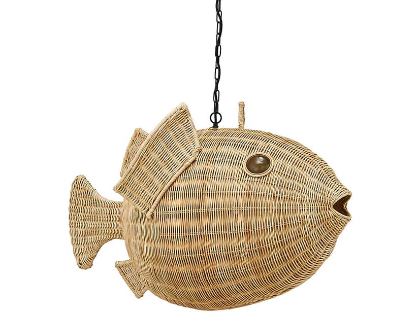 Jonathan Adler Wicker 1-Light Natural Rattan Brown Pendant