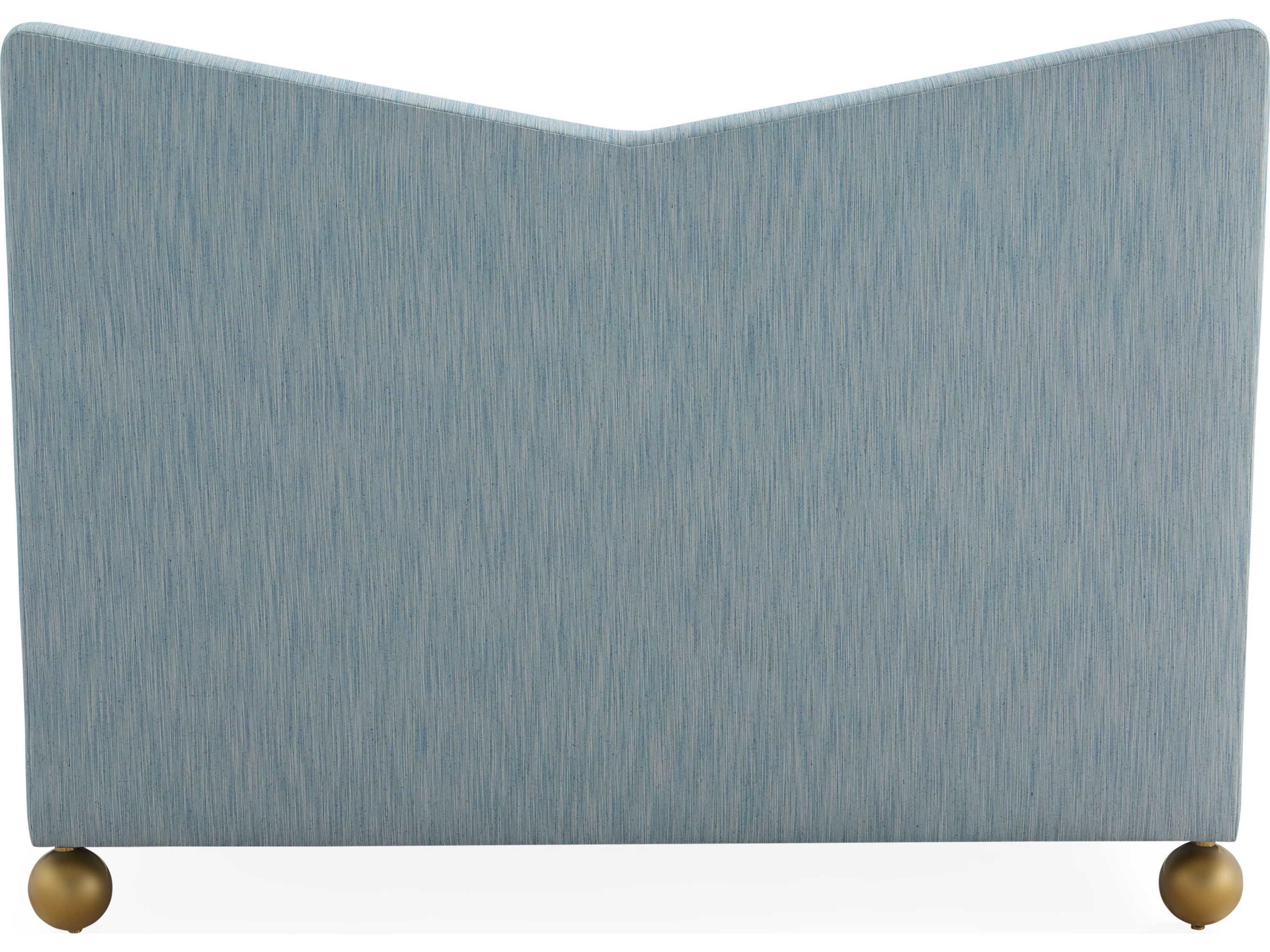 Jonathan Adler Chevron Brass Blue Upholstered Queen Platform Bed