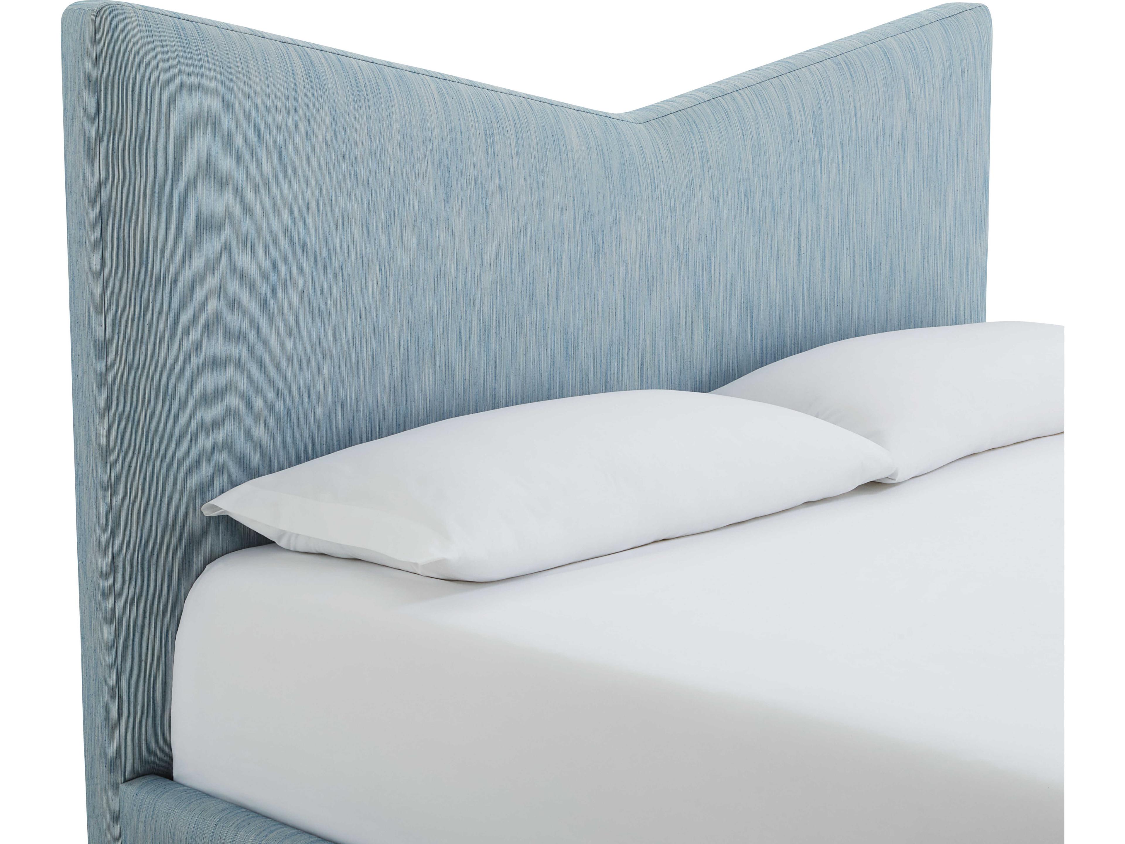 Jonathan Adler Chevron Brass Blue Upholstered King Platform Bed