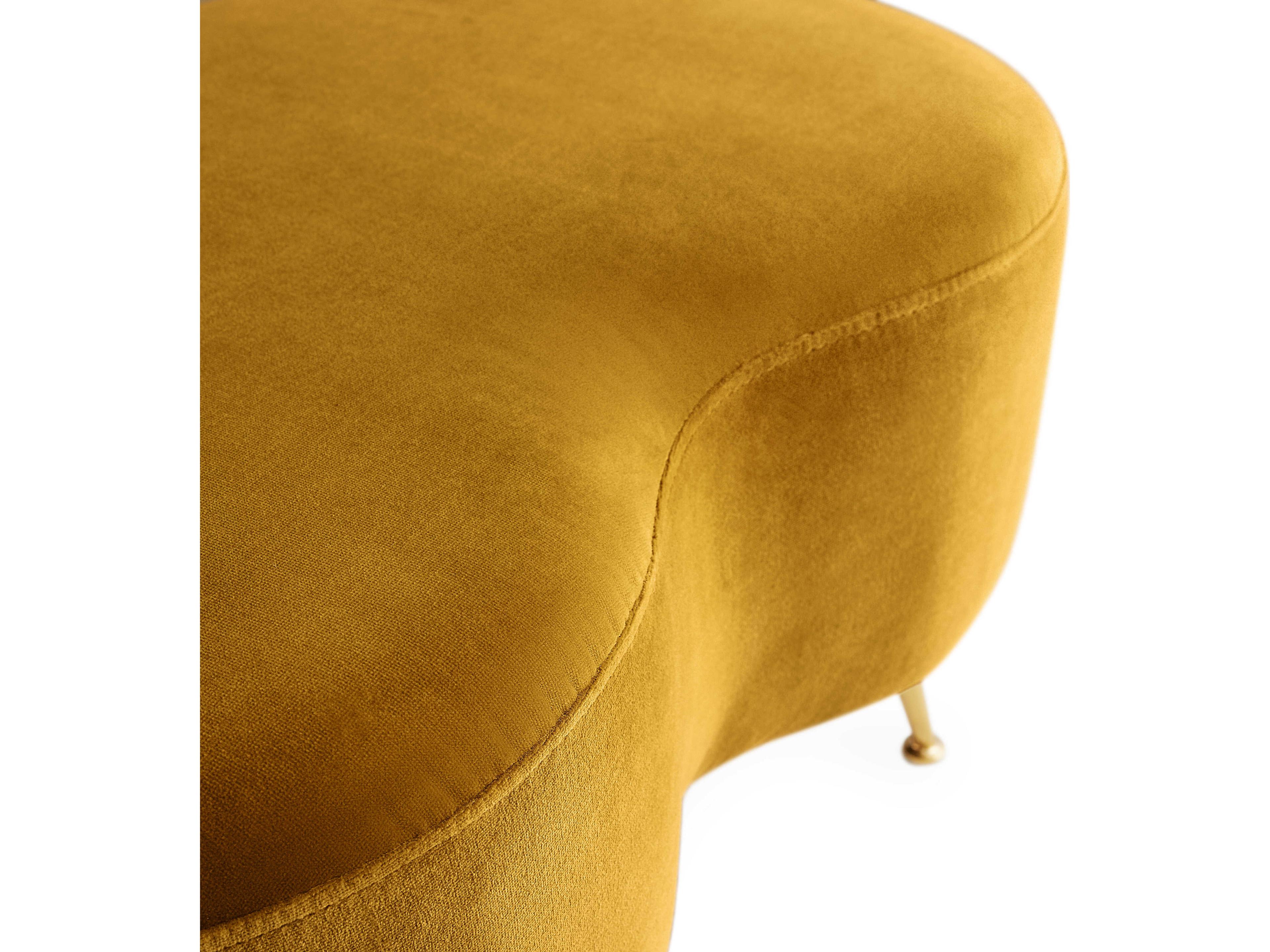 Jonathan Adler Kidney Varese Lichen Brass Yellow Upholstered Ottoman