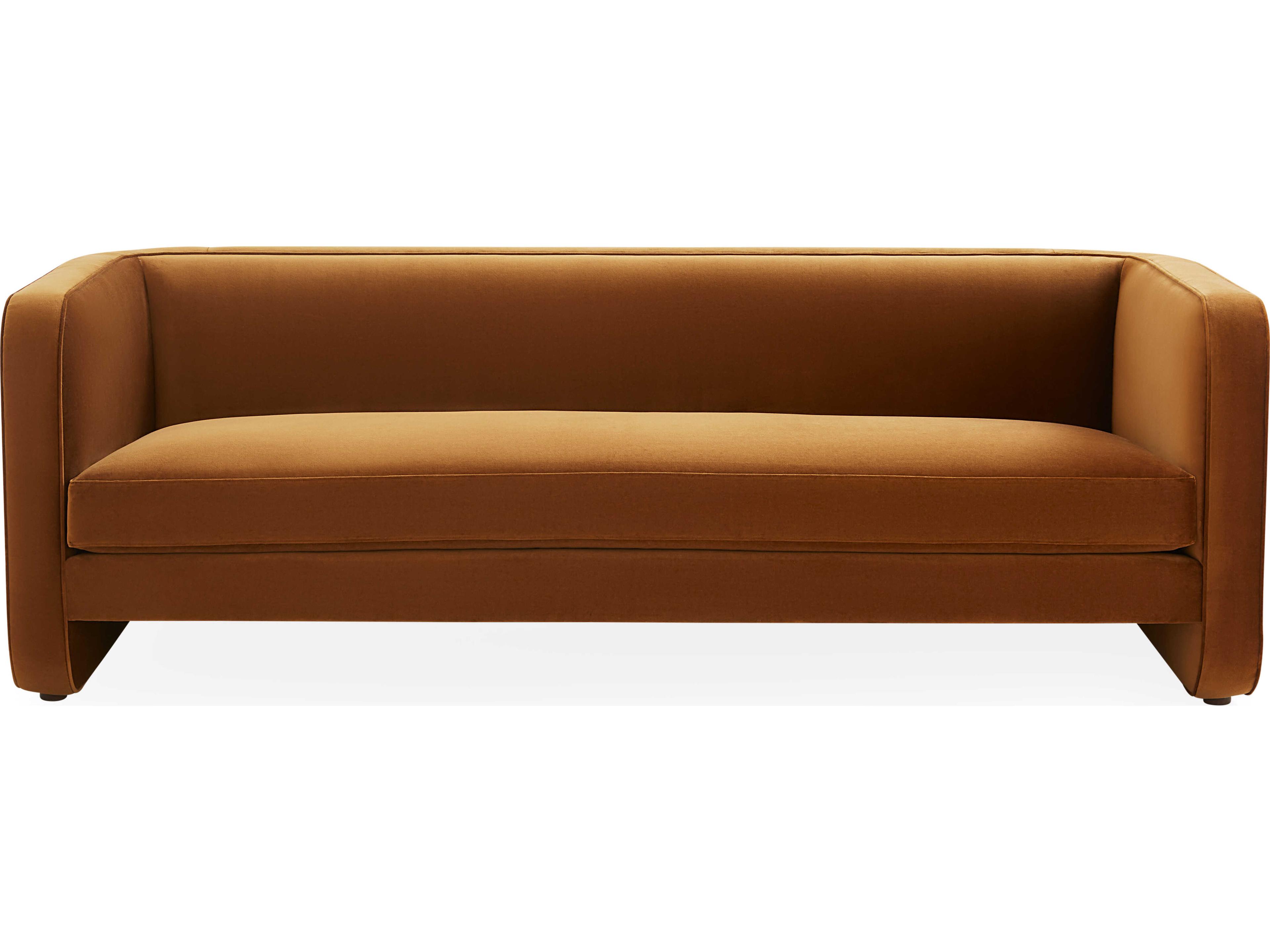 Jonathan Adler Sunset Venice Cognac Brown Velvet Upholstered Sofa