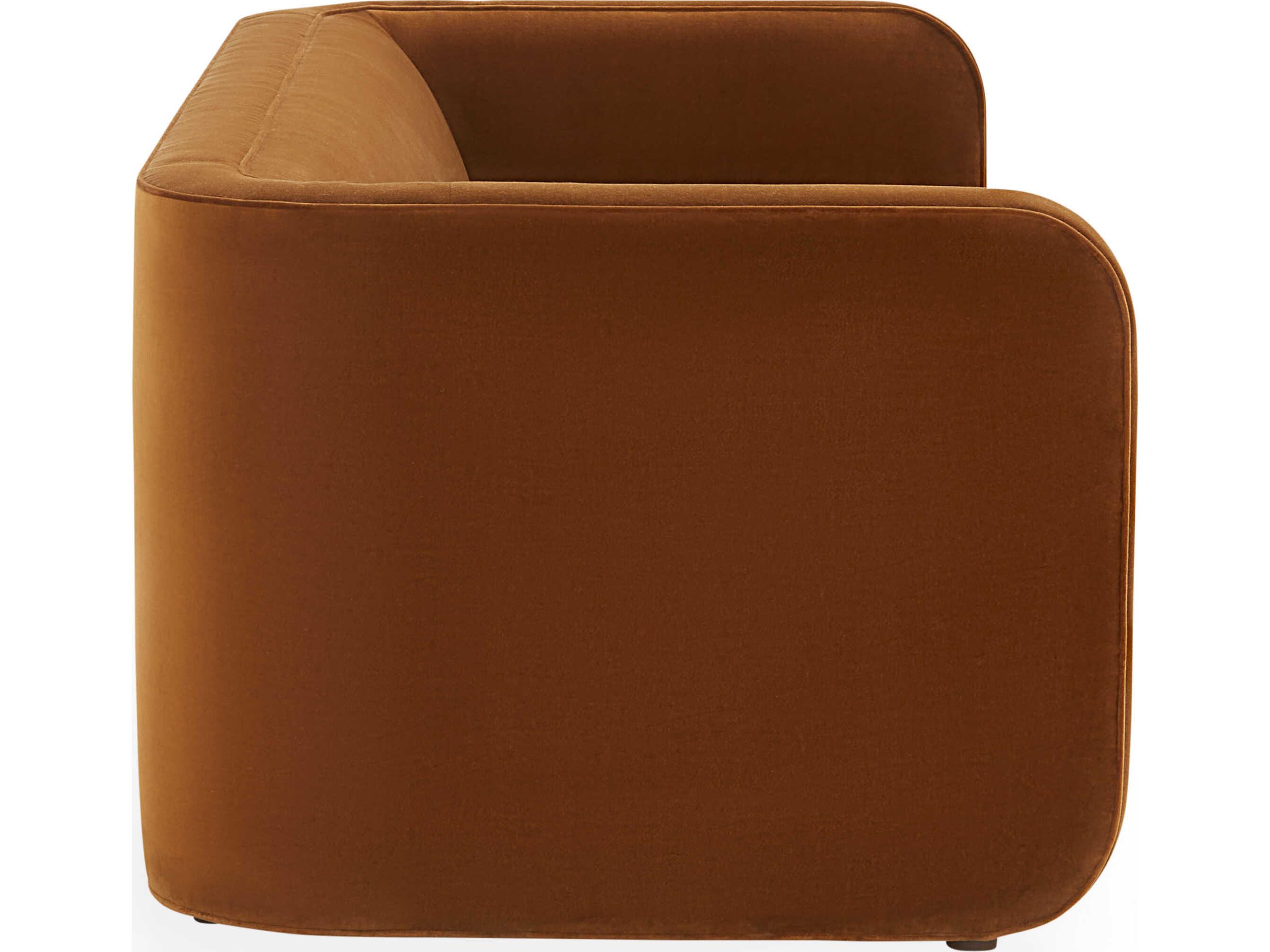 Jonathan Adler Sunset Venice Cognac Brown Velvet Upholstered Sofa