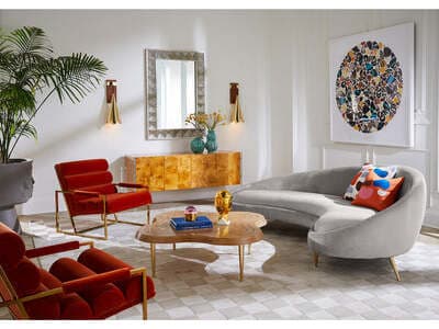 Jonathan Adler Channeled Orange Fabric Accent Chair