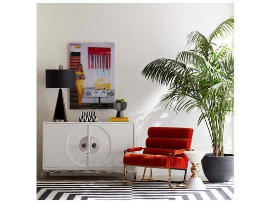 Jonathan Adler Channeled Orange Fabric Accent Chair