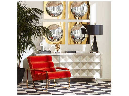 Jonathan Adler Channeled Orange Fabric Accent Chair