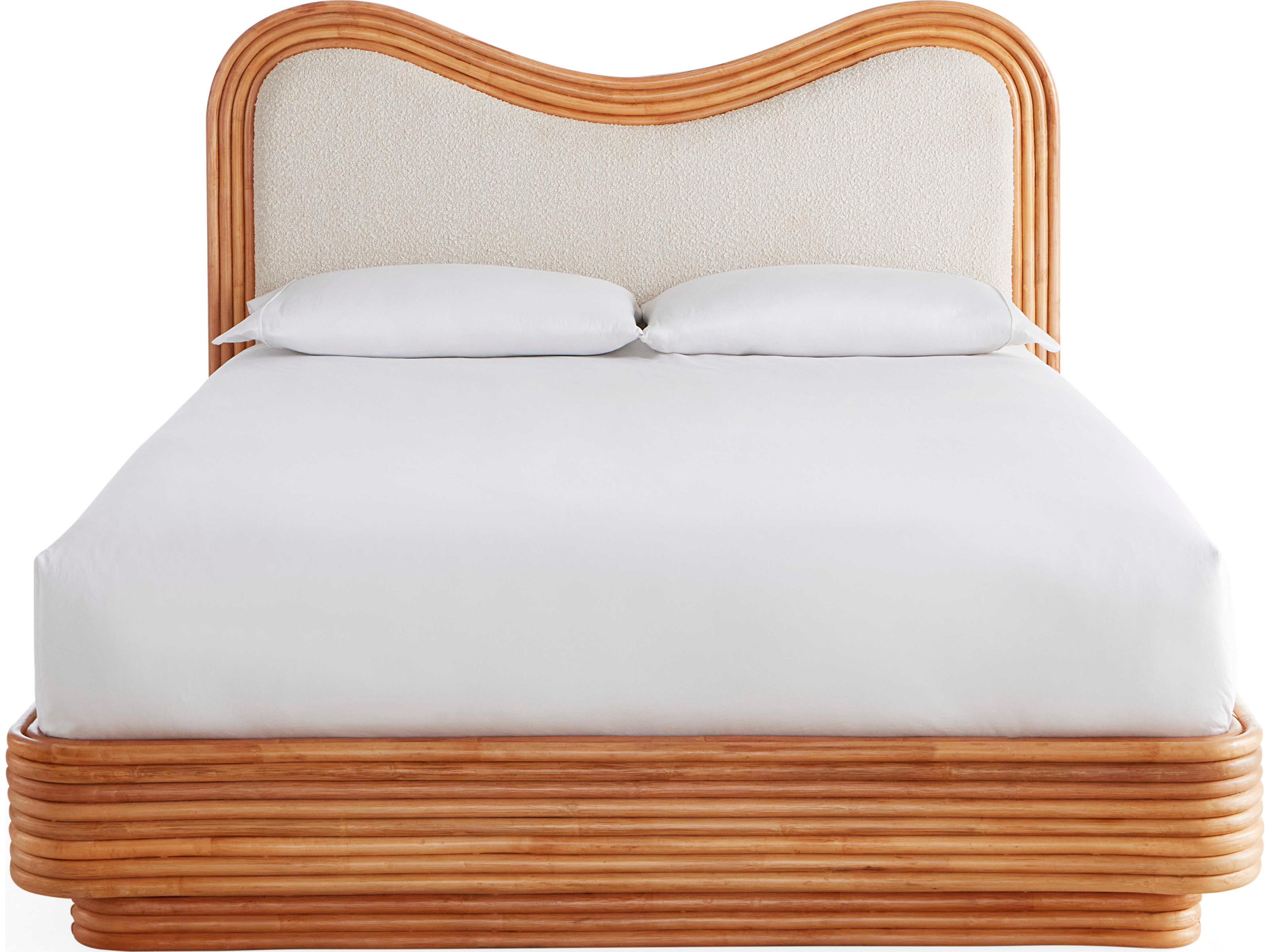 Jonathan Adler Riviera Natural Olympus Oatmeal Rattan Wood Queen Platform Bed