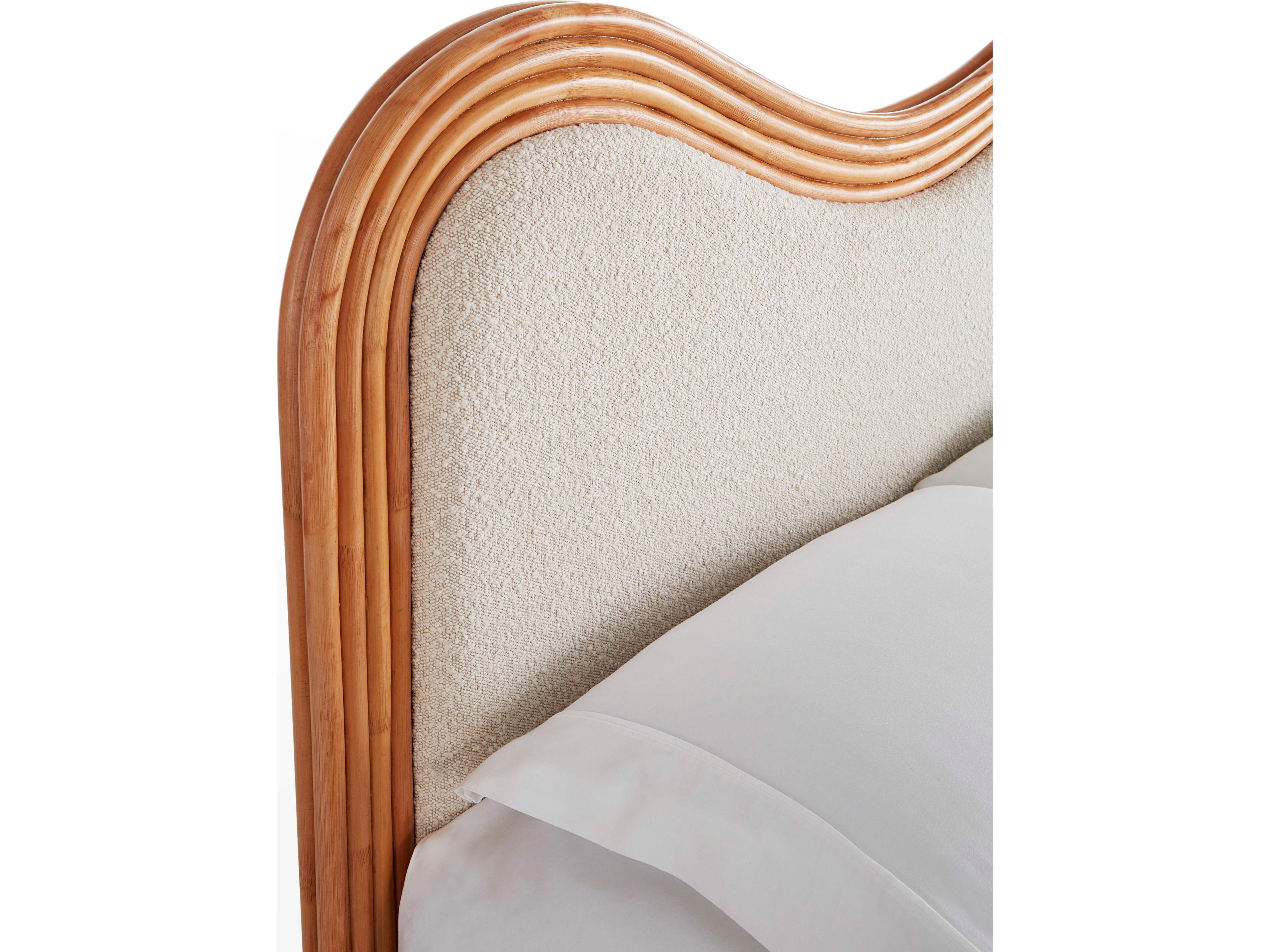 Jonathan Adler Riviera Natural Olympus Oatmeal Rattan Wood Queen Platform Bed