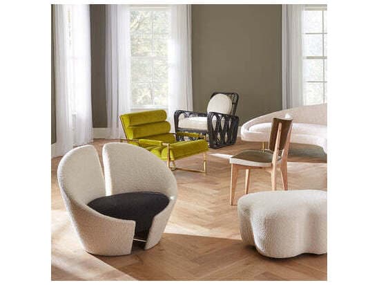 Jonathan Adler Marais Beige Fabric Accent Chair