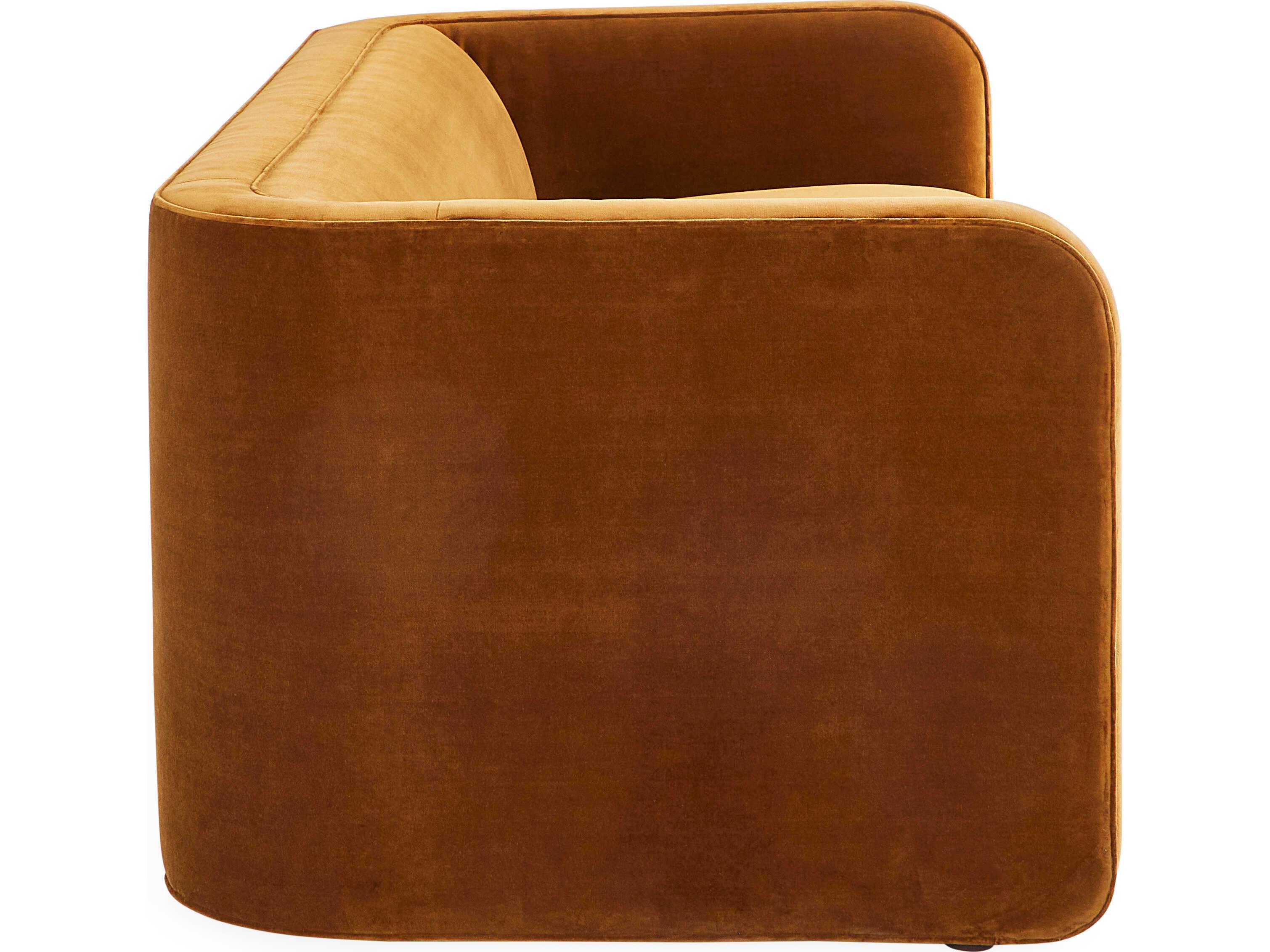 Jonathan Adler Sunset Venice Cognac Brown Velvet Upholstered Sofa Bed
