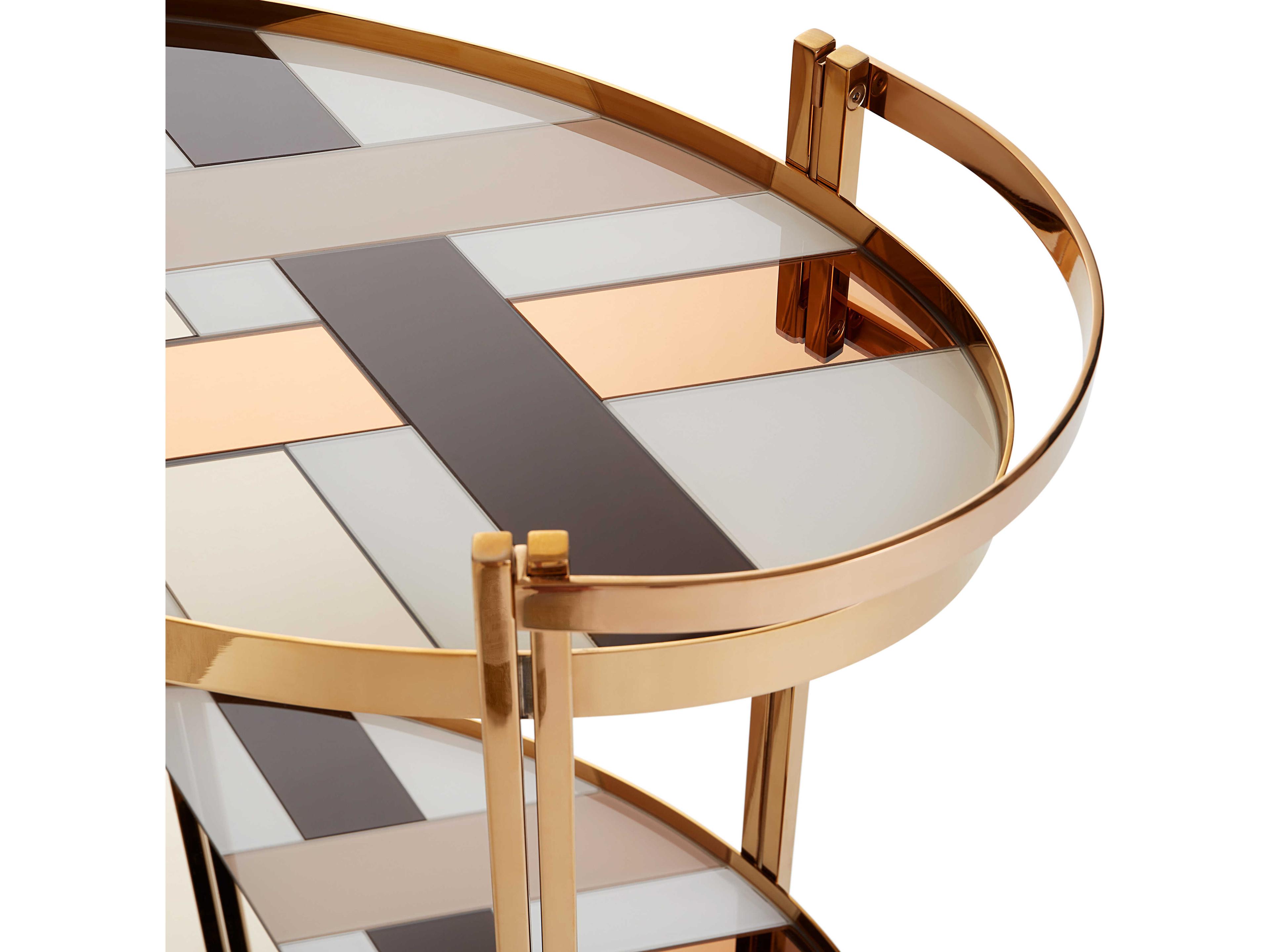 Jonathan Adler Chambeige Wood Polished Brass Multi Bar Cart