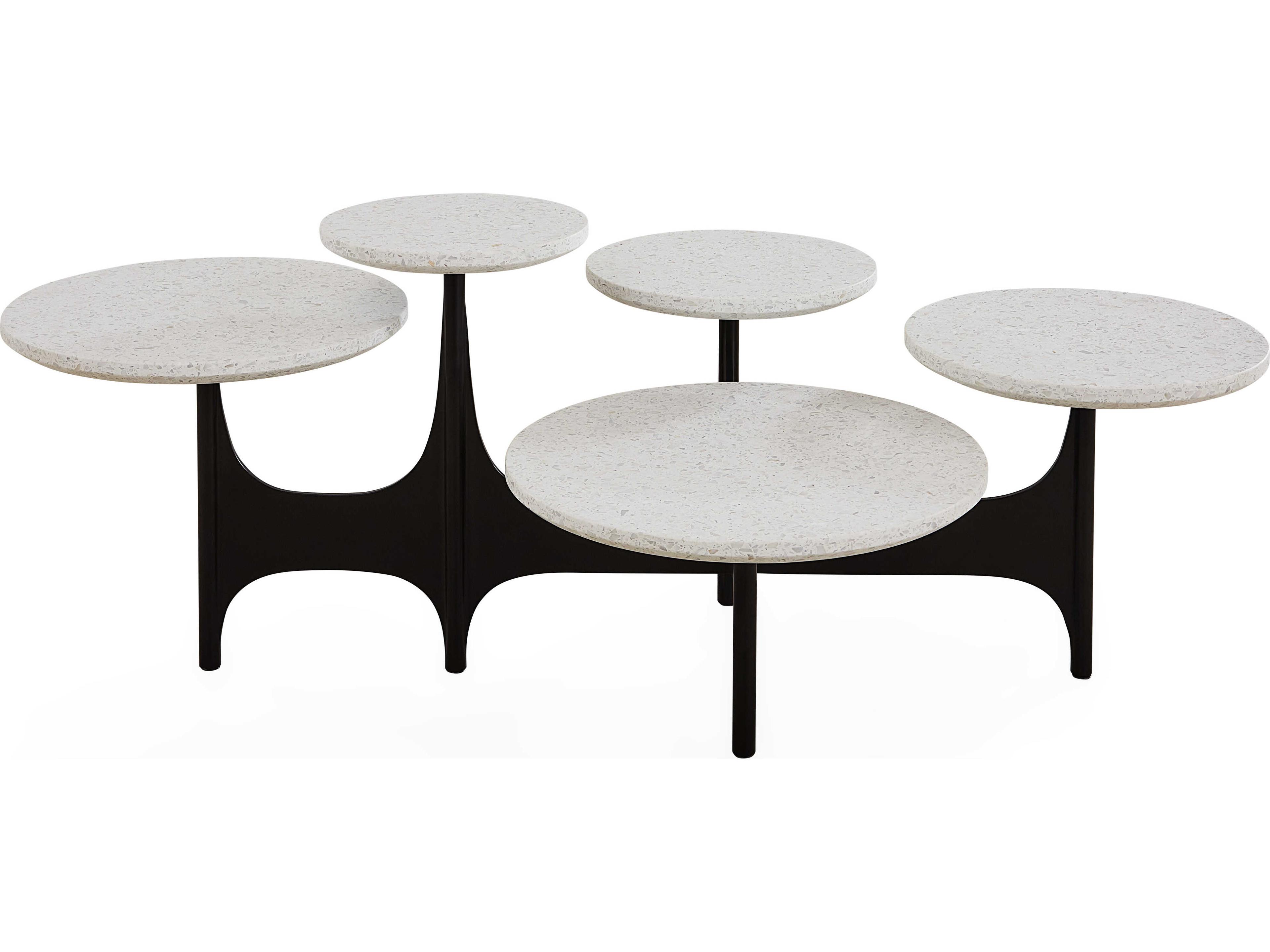 Jonathan Adler Milano Round Stone Black Coffee Table