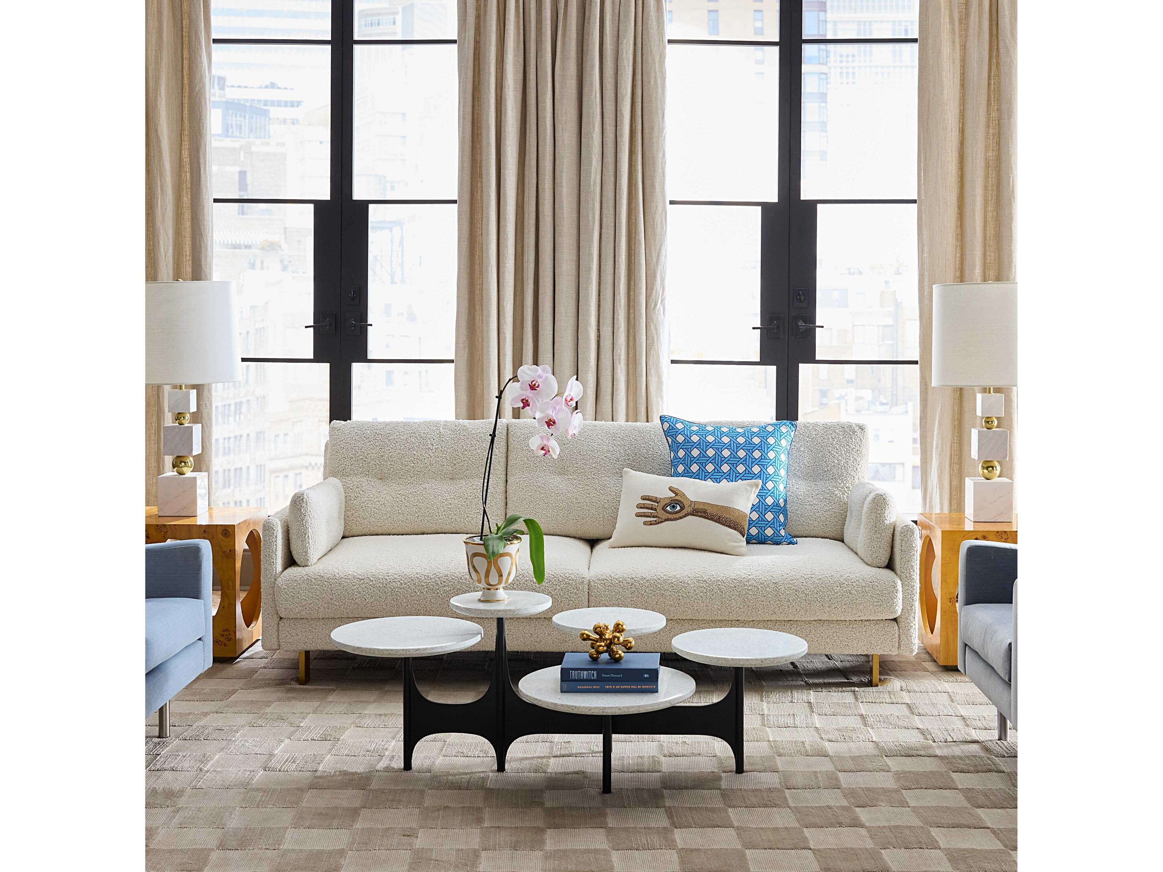 Jonathan Adler Milano Round Stone Black Coffee Table