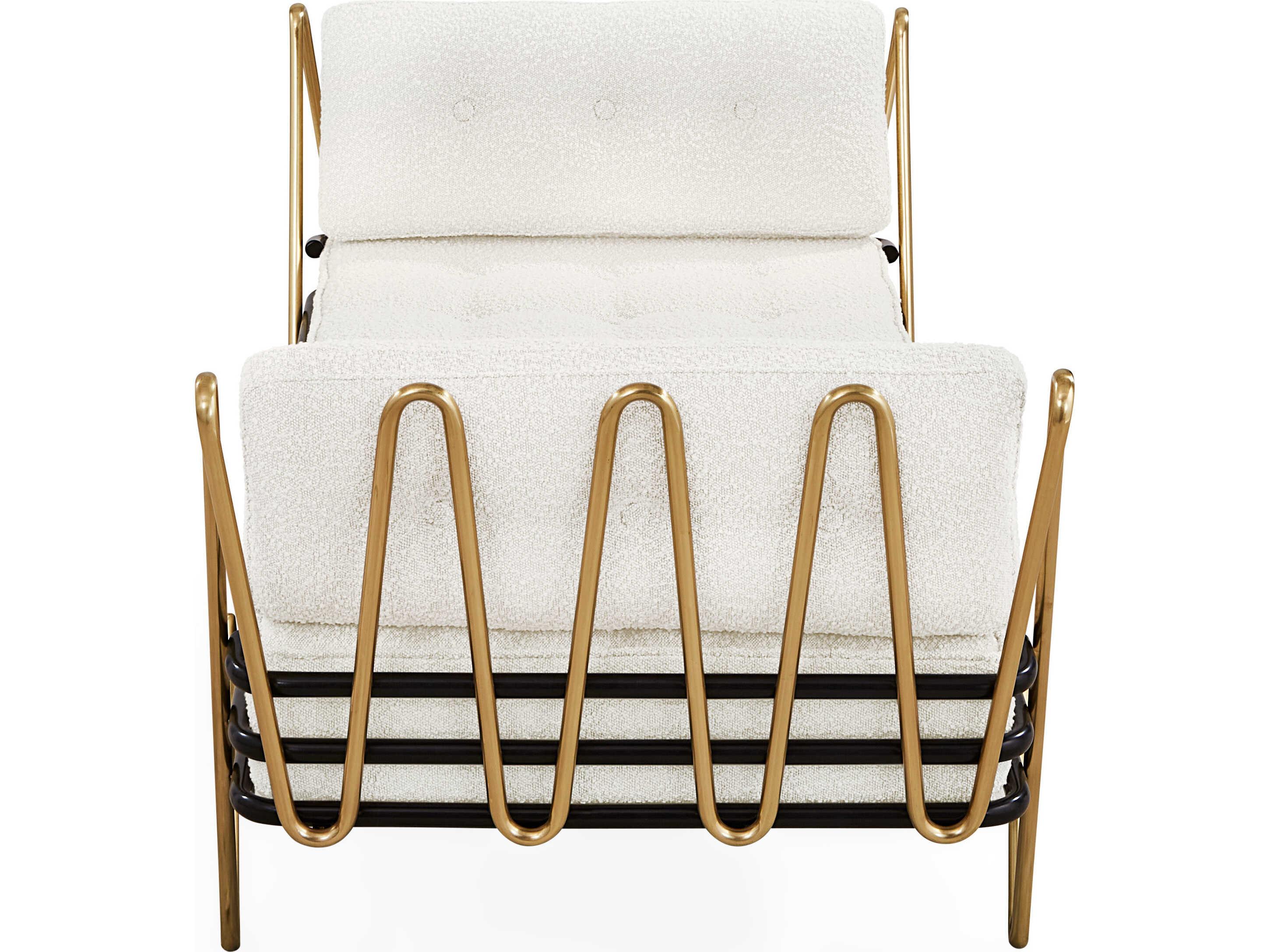 Jonathan Adler Maxime Polished Brass Black Olympus Oatmeal White Upholstered Daybed Bed