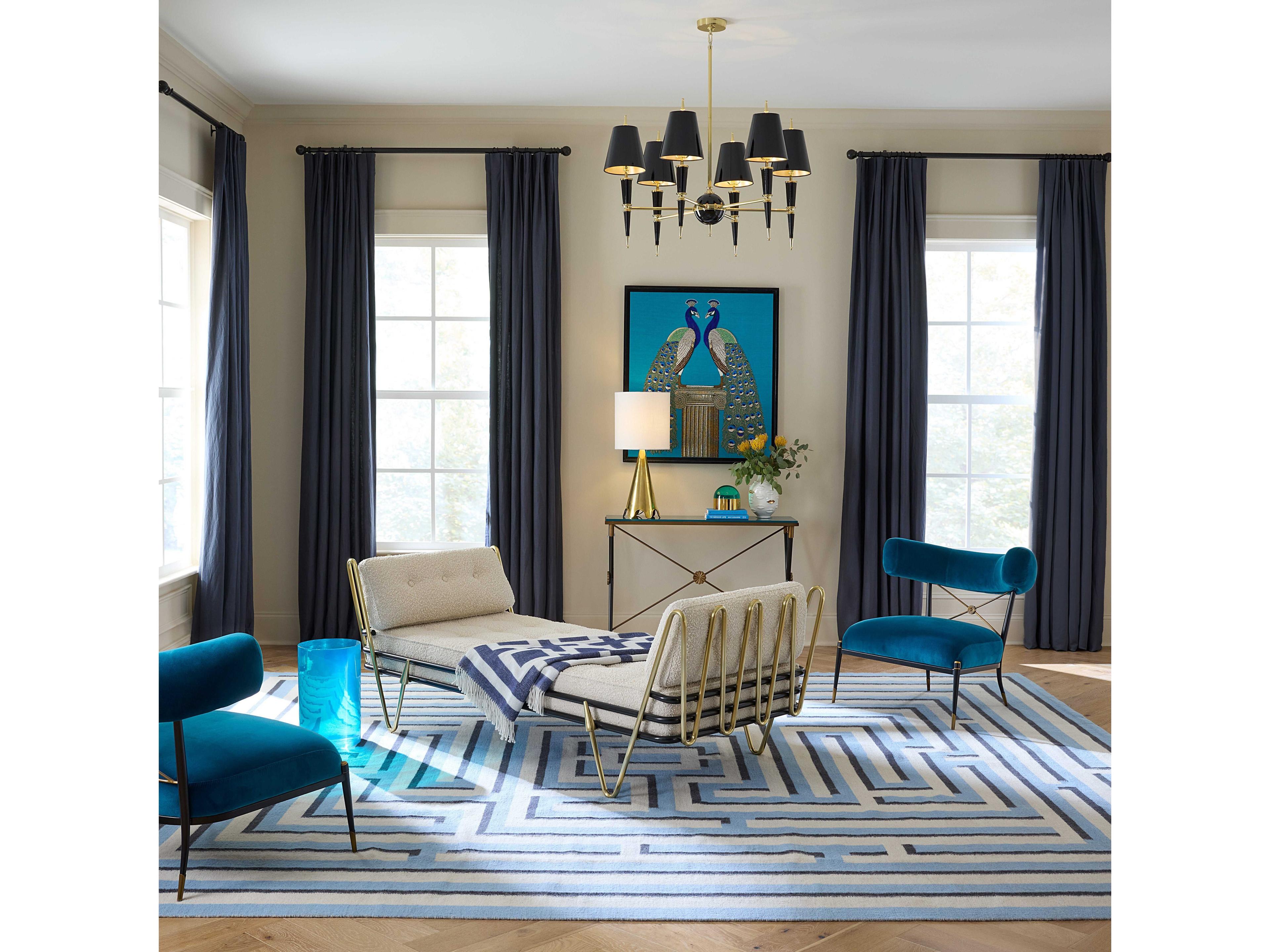 Jonathan Adler Maxime Polished Brass Black Olympus Oatmeal White Upholstered Daybed Bed