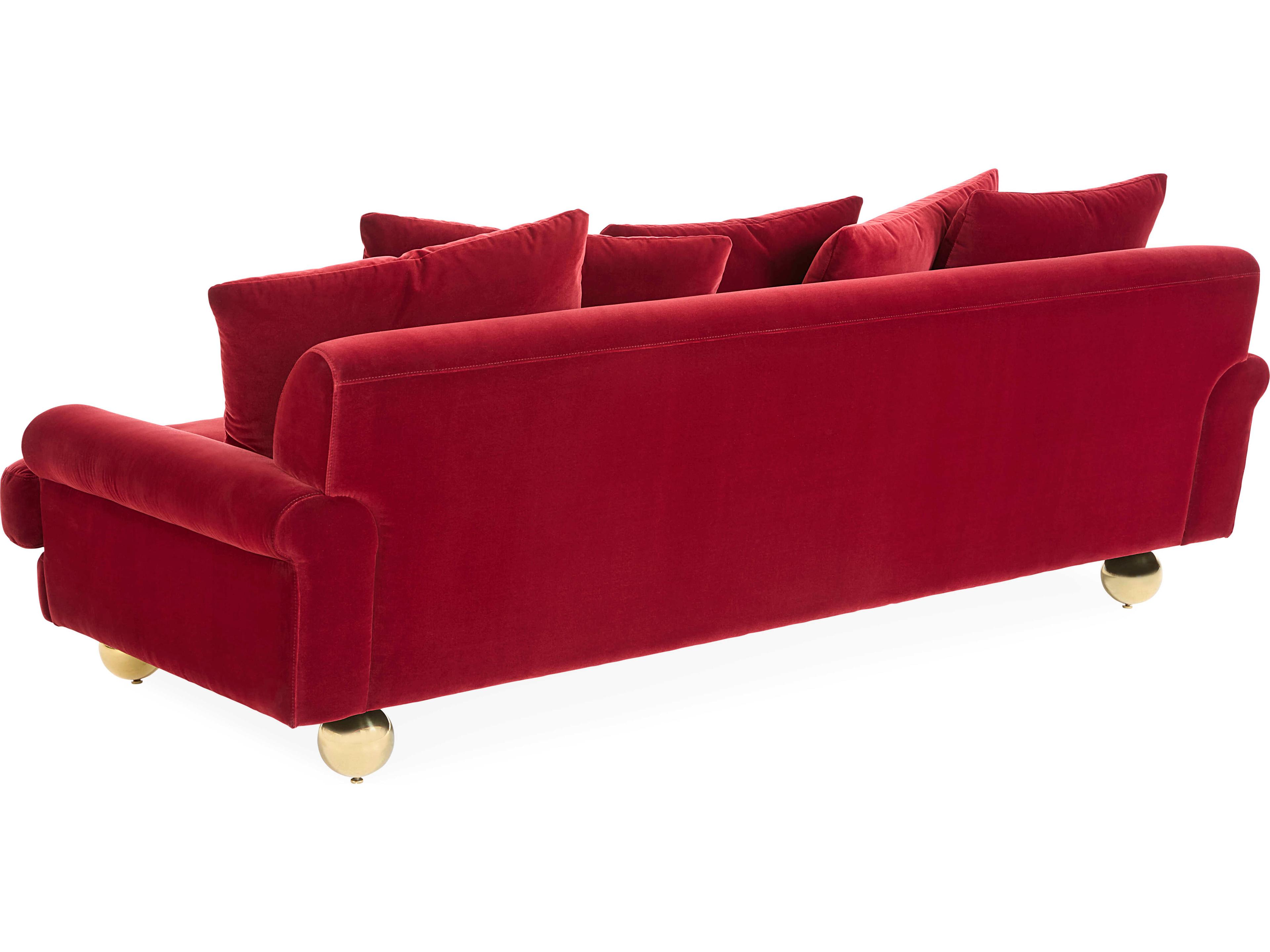 Jonathan Adler Greenwich Vincenza Claret Red Velvet Upholstered Sofa