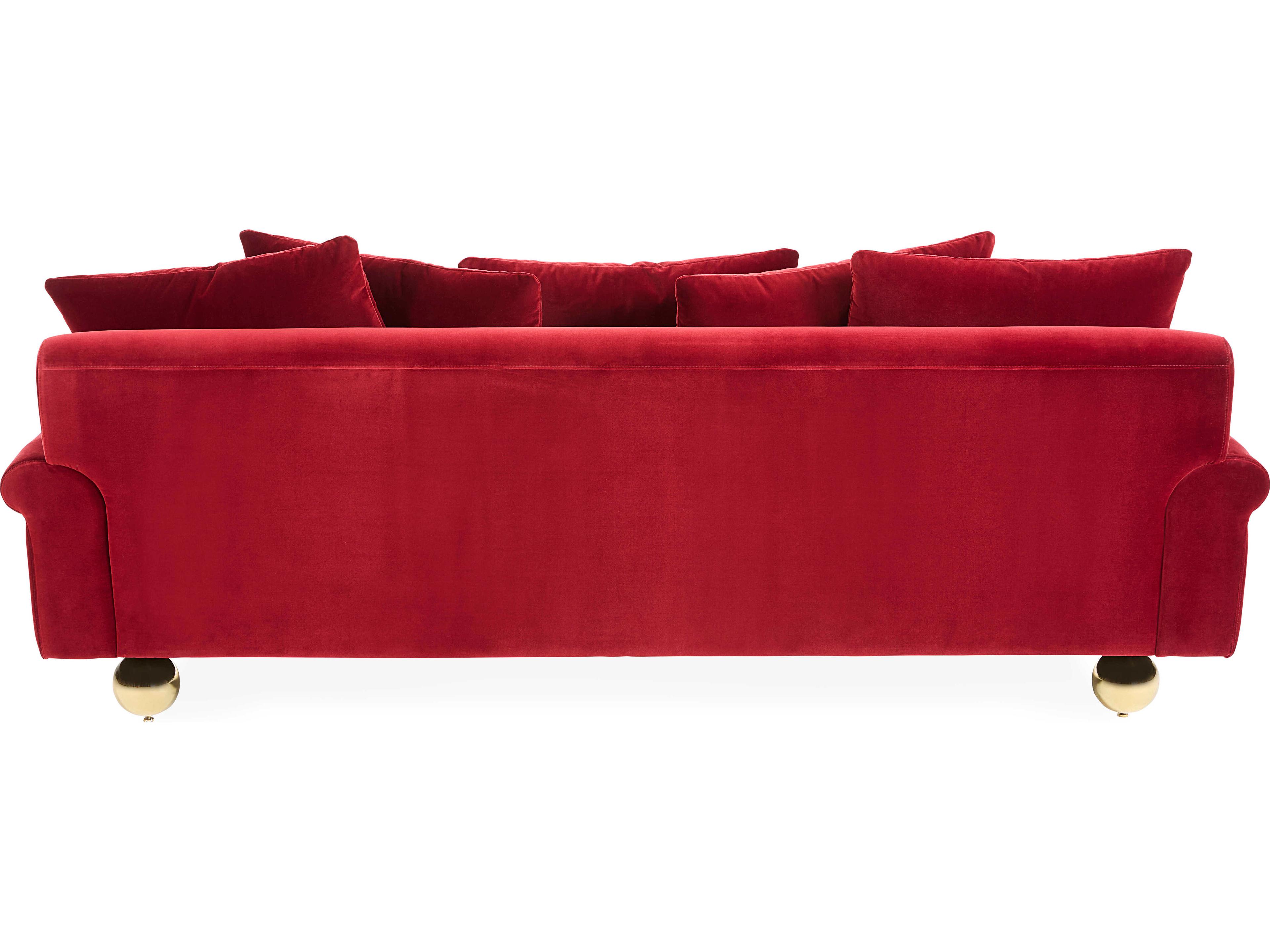 Jonathan Adler Greenwich Vincenza Claret Red Velvet Upholstered Sofa