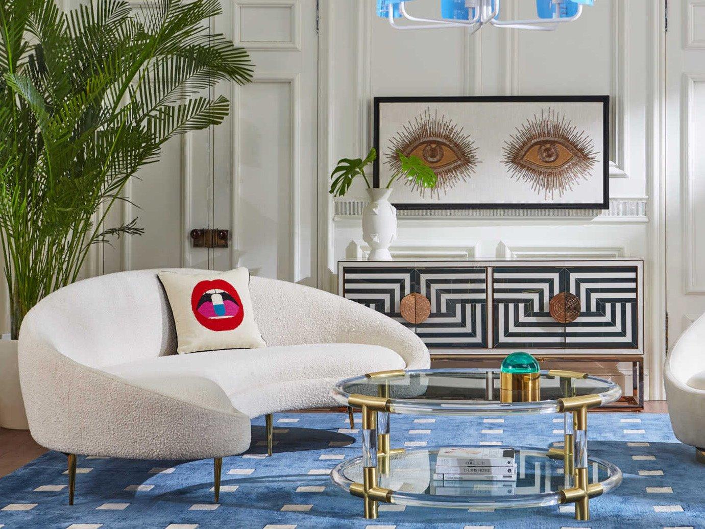 Jonathan Adler Ether White Sofa Living Room Set