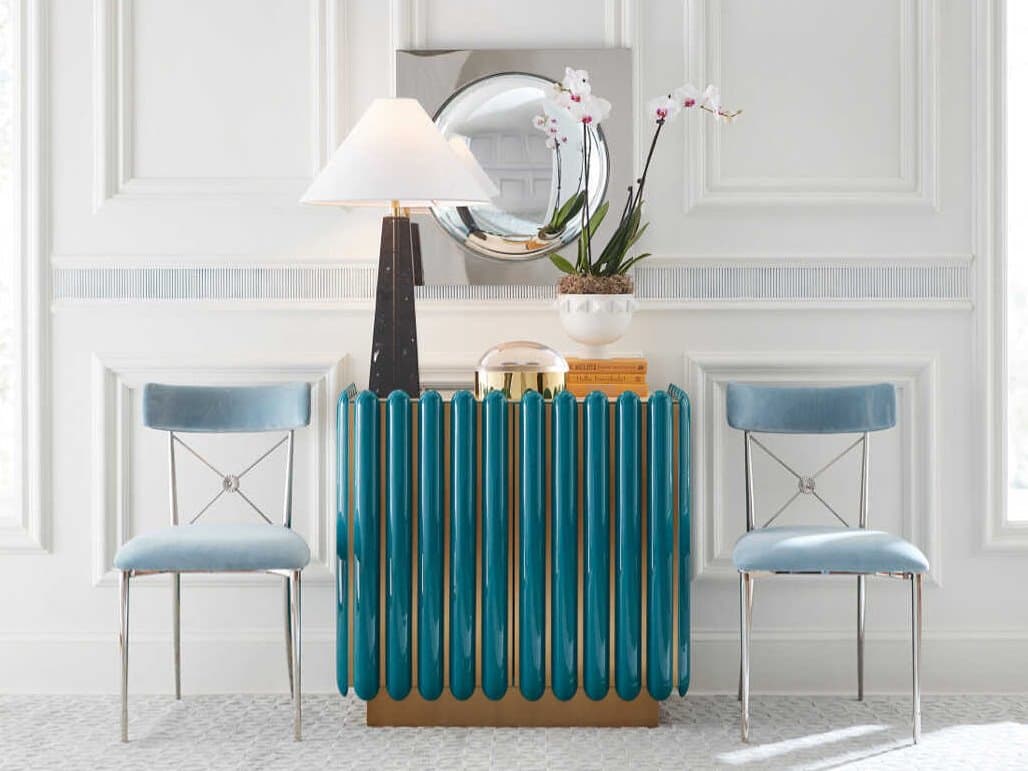 Jonathan Adler Kiki Blue Living Room Chair and Table Set