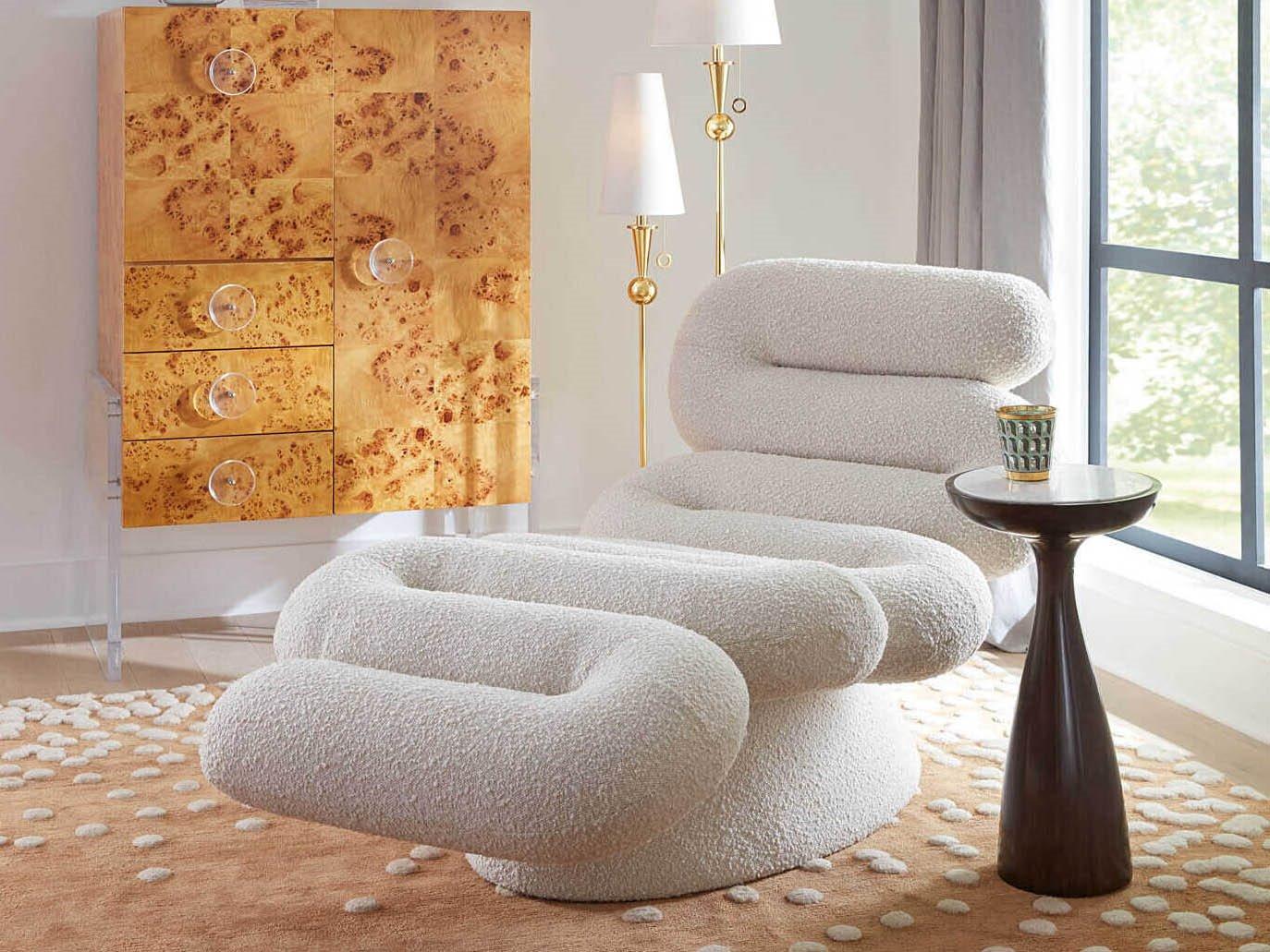 Jonathan Adler Serpentine White Chair and Side Table Set