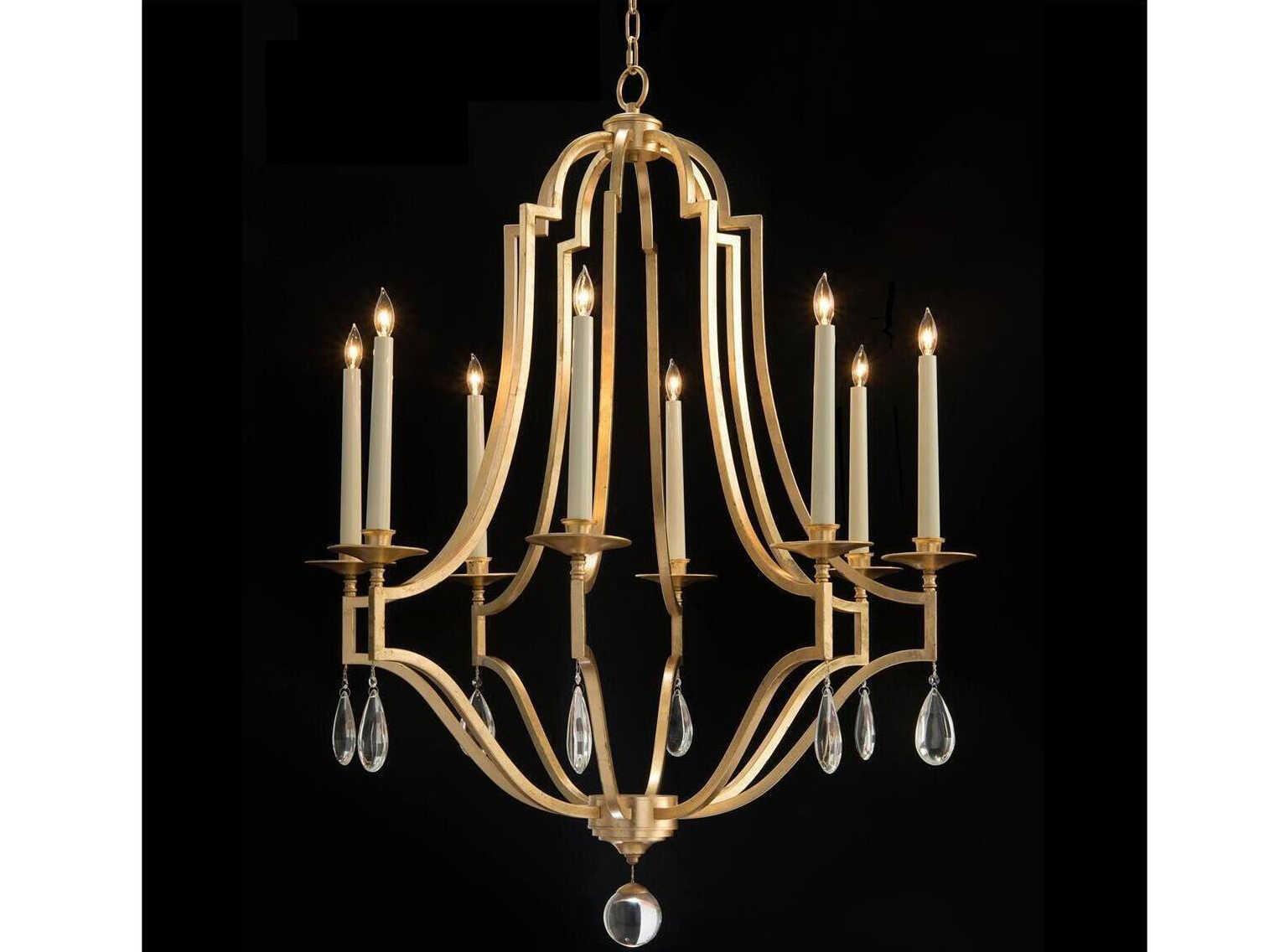 John Richard Mark Mcdowell 8-Light Gold Crystal Candelabra Chandelier