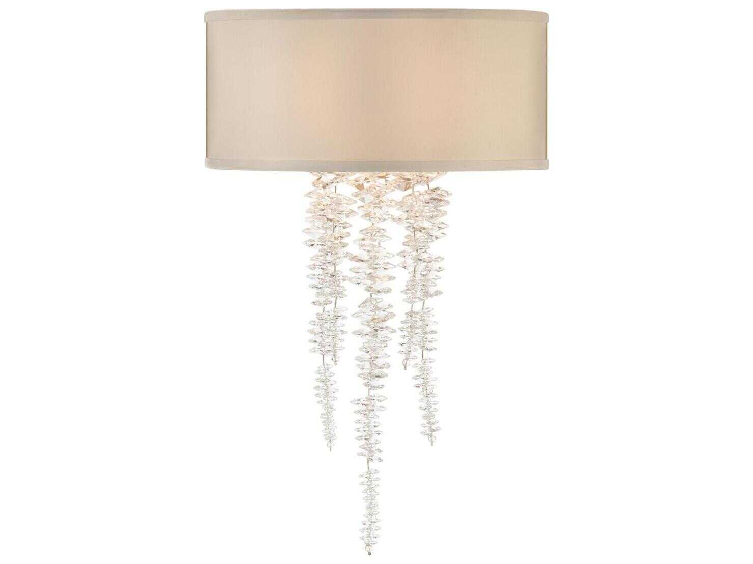 John Richard Cascading Crystal Waterfall 4-Light Silver Wall Sconce