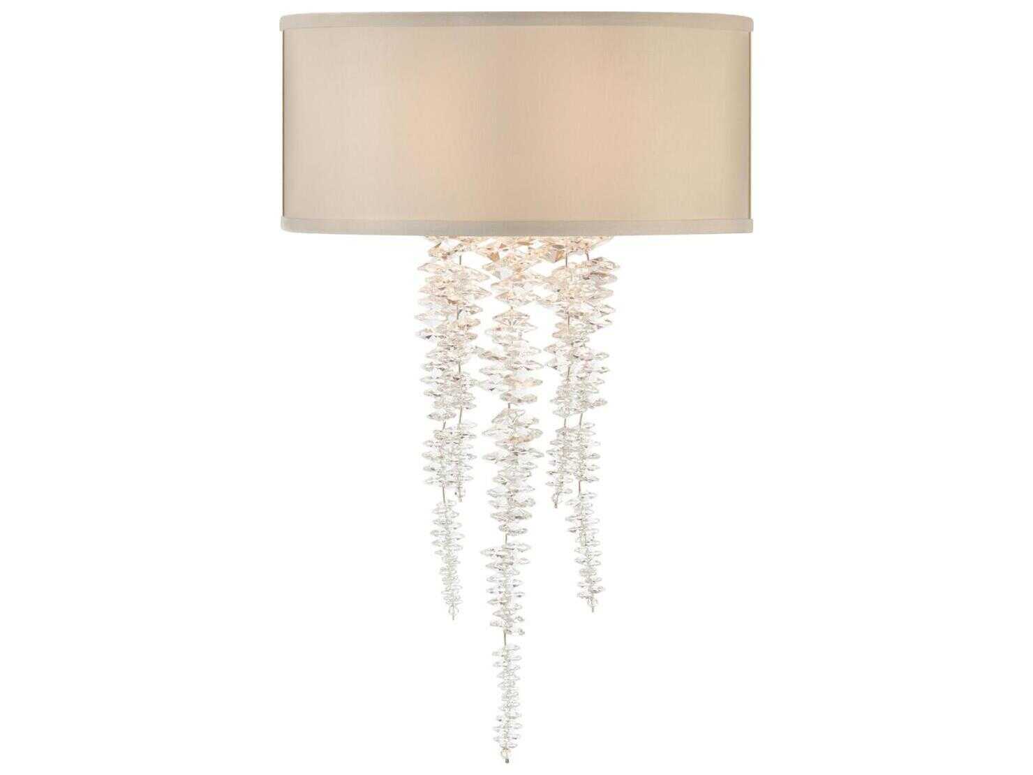 John Richard Cascading Crystal Waterfall 4-Light Silver Wall Sconce