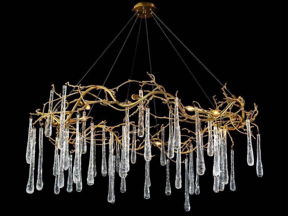 John Richard Mark McDowell Teardrop 8-Light Brass Glass Candelabra Chandelier