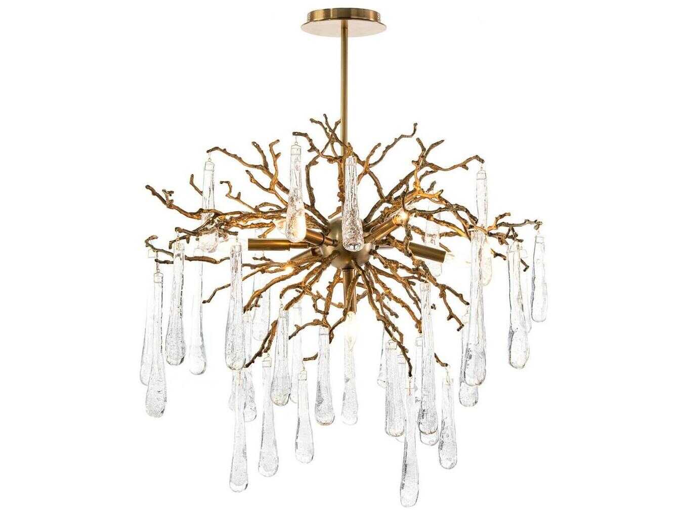 John Richard Mark McDowell Teardrop 7-Light Brass Glass Candelabra Sputnik Chandelier