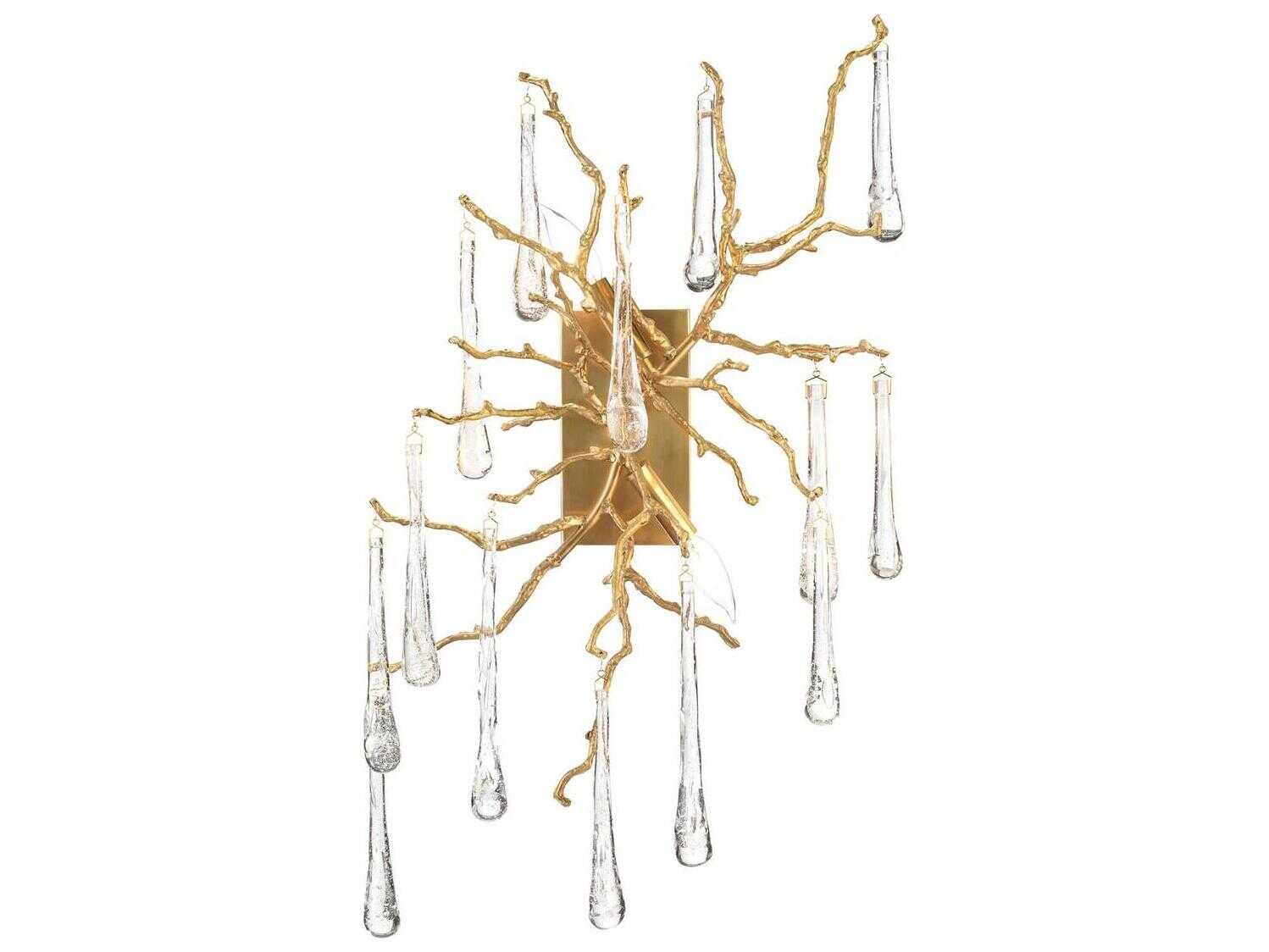 John Richard Mark Mcdowell Two-light Brass Glass Wall Sconce