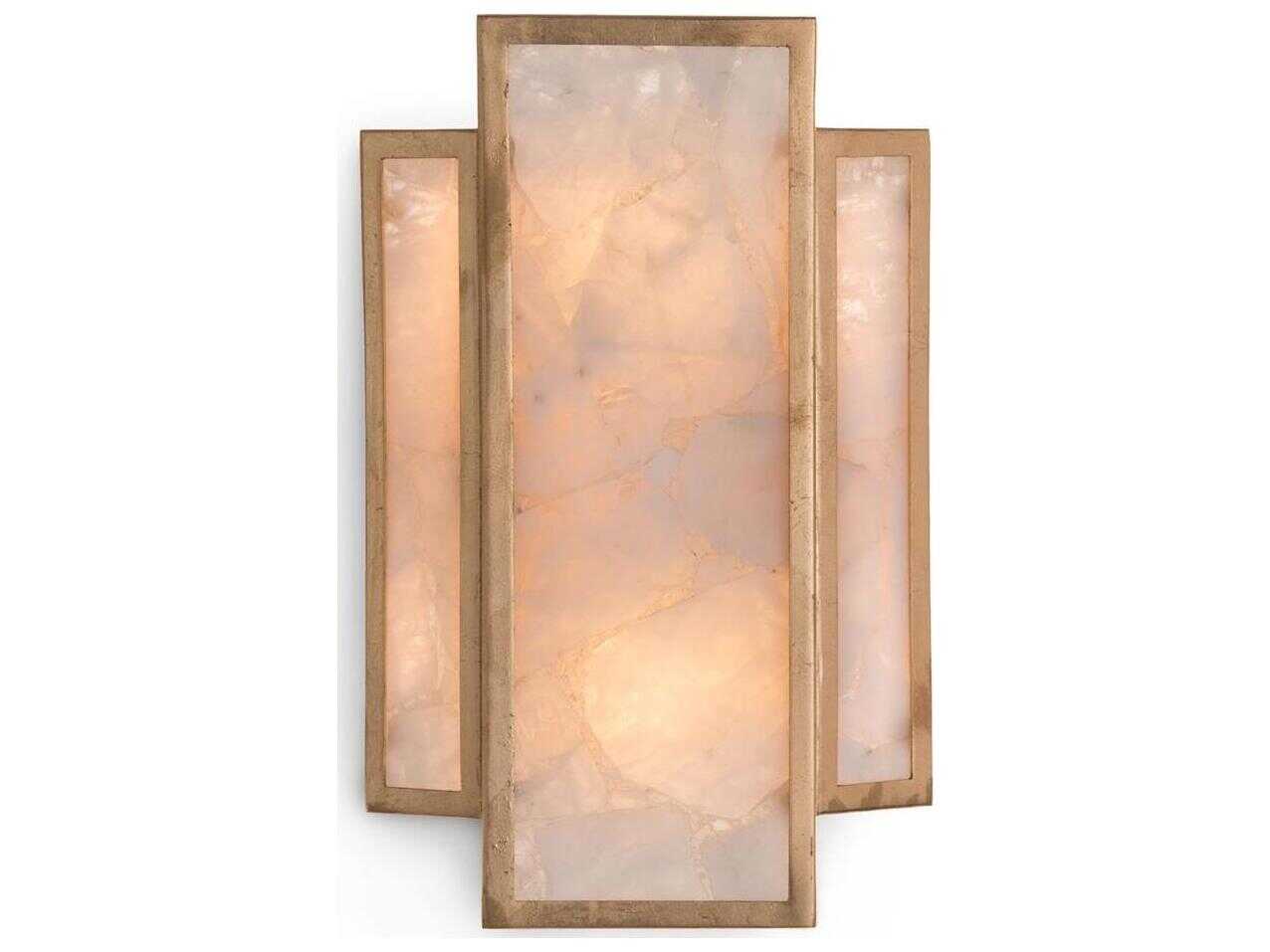 John Richard Mark McDowell Calcite 2-Light Gold Crystal Wall Sconce