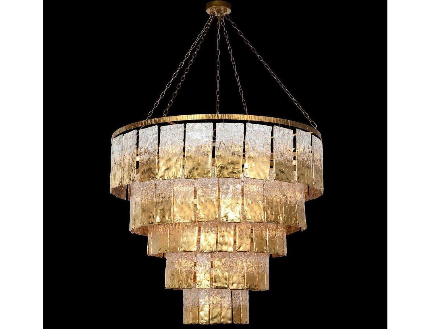 John Richard Mark McDowell Twilight 24-Light Gold Leaf Glass Tiered Chandelier