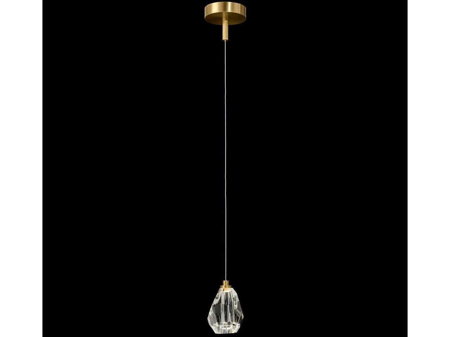 John Richard Mark McDowell Faceted 1-Light Brass Crystal LED Mini Pendant