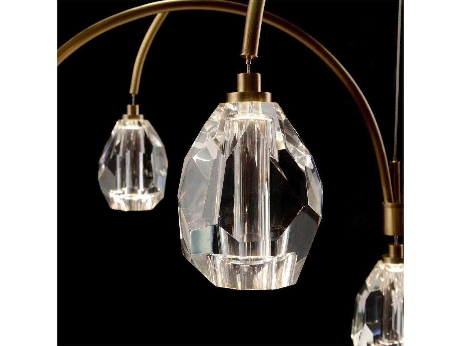 John Richard Mark McDowell Faceted 9-Light Antiqued Brass Crystal LED Linear Island Pendant
