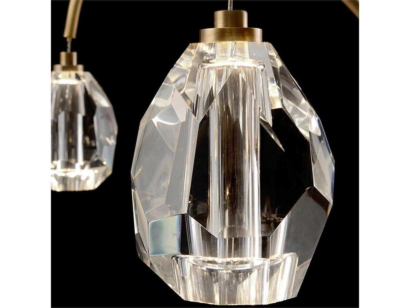 John Richard Mark McDowell Faceted 9-Light Antiqued Brass Crystal LED Linear Island Pendant