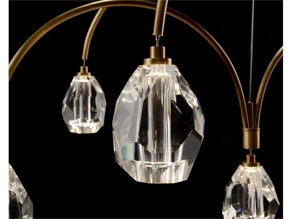 John Richard Mark McDowell Faceted 9-Light Antiqued Brass Crystal LED Linear Island Pendant