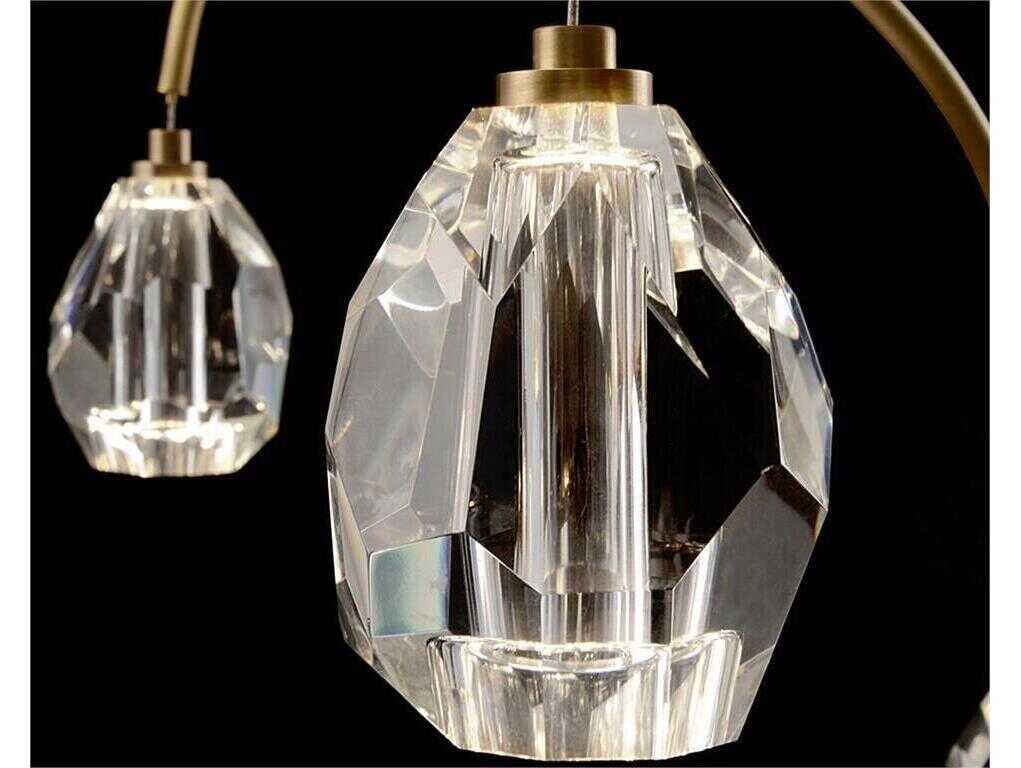 John Richard Mark McDowell Faceted 9-Light Antiqued Brass Crystal LED Linear Island Pendant