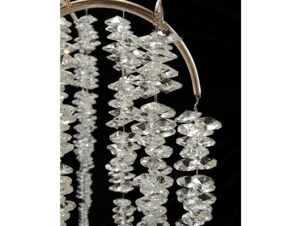 John Richard Cascading Crystal 6-Light Silver Gold Leaf Chandelier