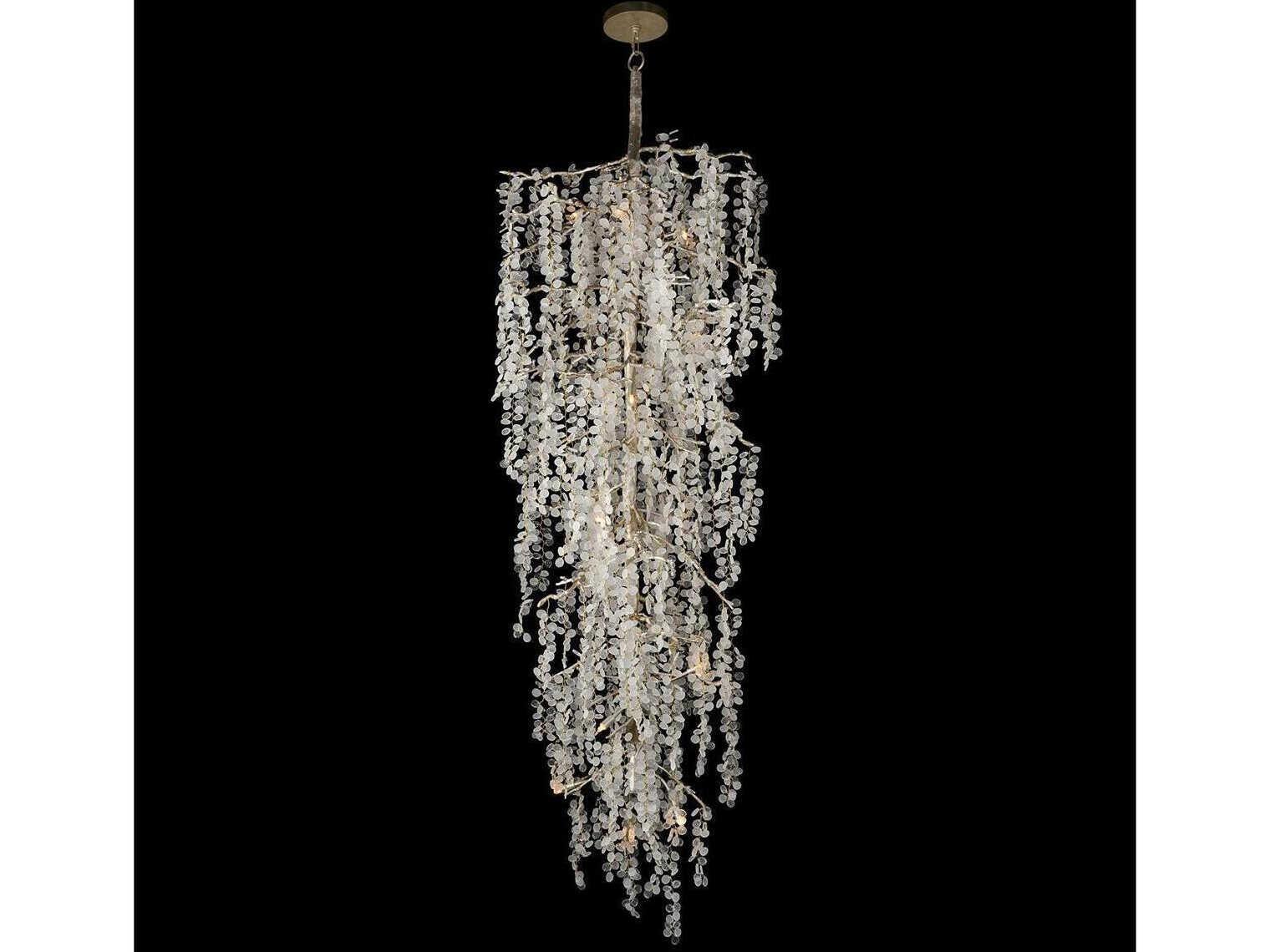 John Richard Shiro-Noda 15-Light Aged Brass Silver Crystal Chandelier