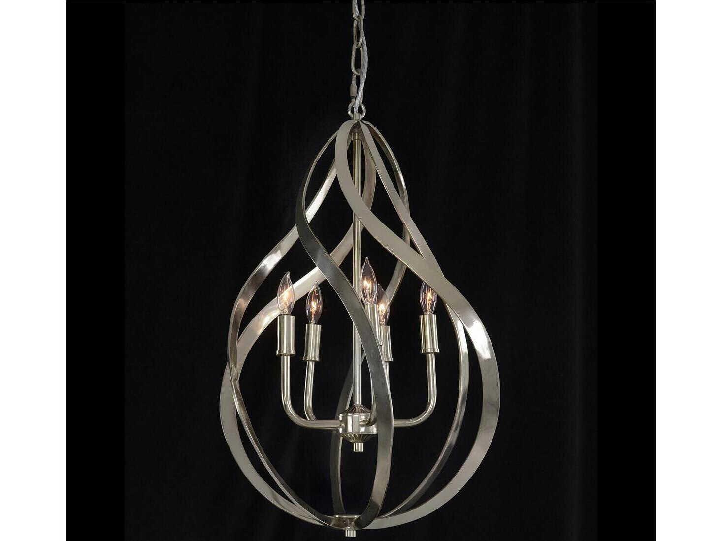 John Richard Katherine Cole Ribbons 5-Light Nickel Pendant