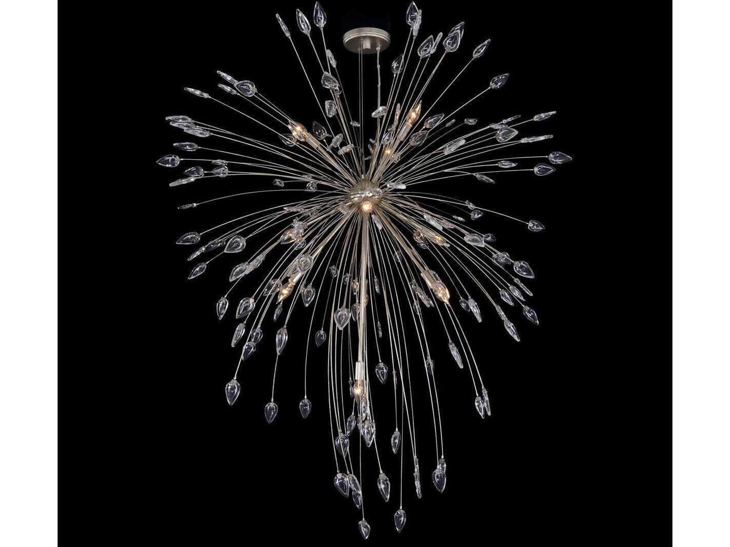 John Richard Reveille 10-Light Silver Nickel Crystal Sputnik Pendant