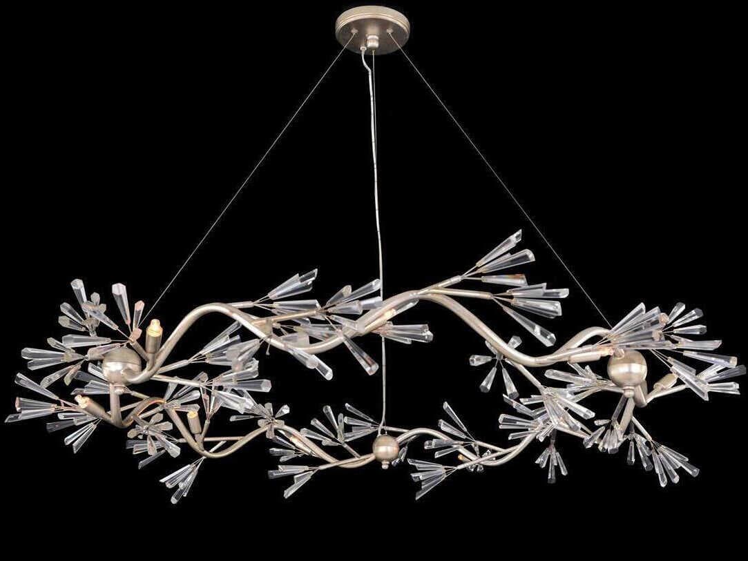John Richard Luna Crystal Wand Branched 9-Light Antiqued Silver Chandelier