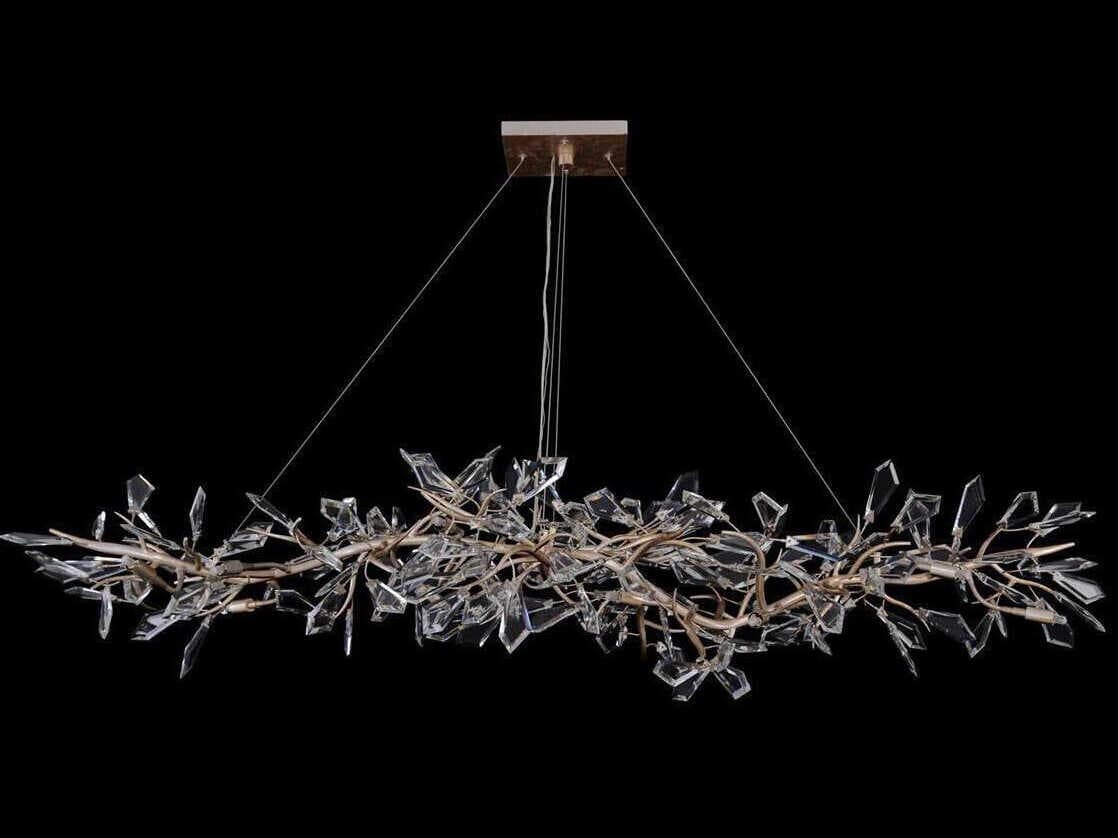 John Richard Kotta Antique Silver Leaf Crystal Linear Island Pendant