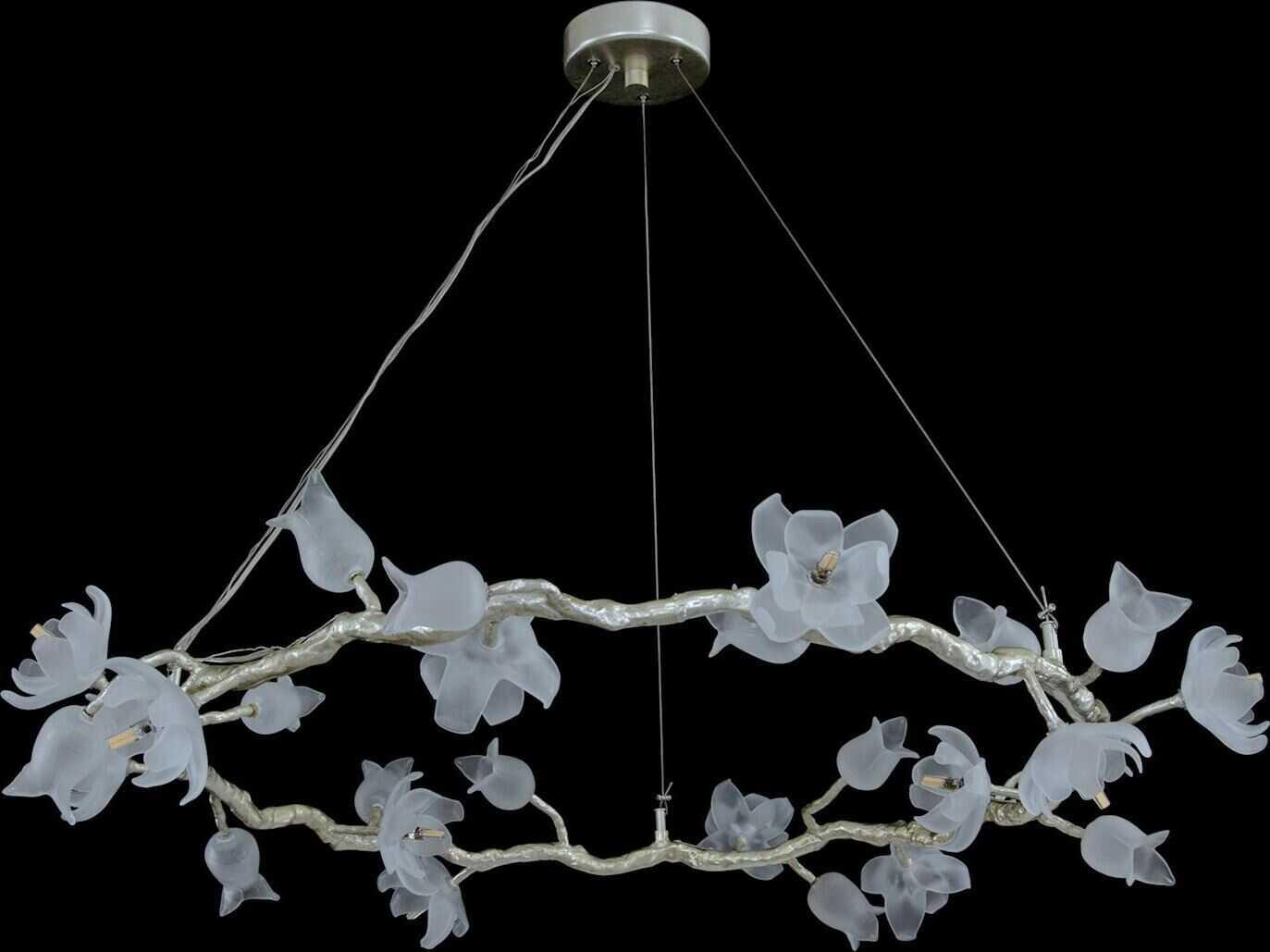 John Richard Mark McDowell Churippu Magnolia & Tulip 7-Light Silver Leaf Glass LED Chandelier
