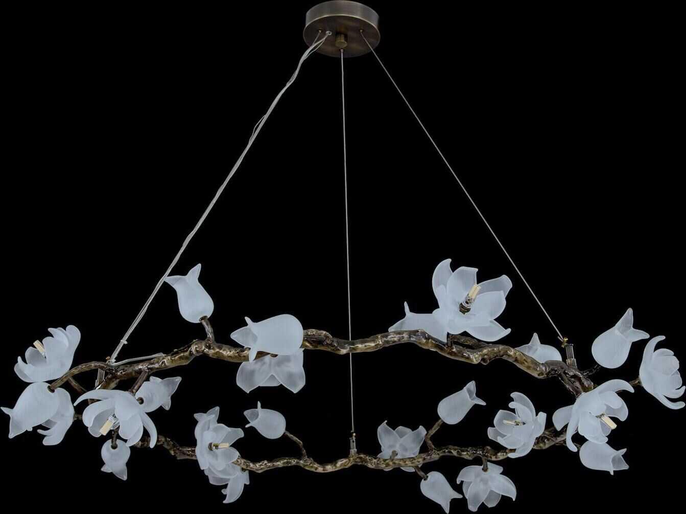 John Richard Mark McDowell Churippu Magnolia & Tulip 7-Light Bronze Glass LED Chandelier